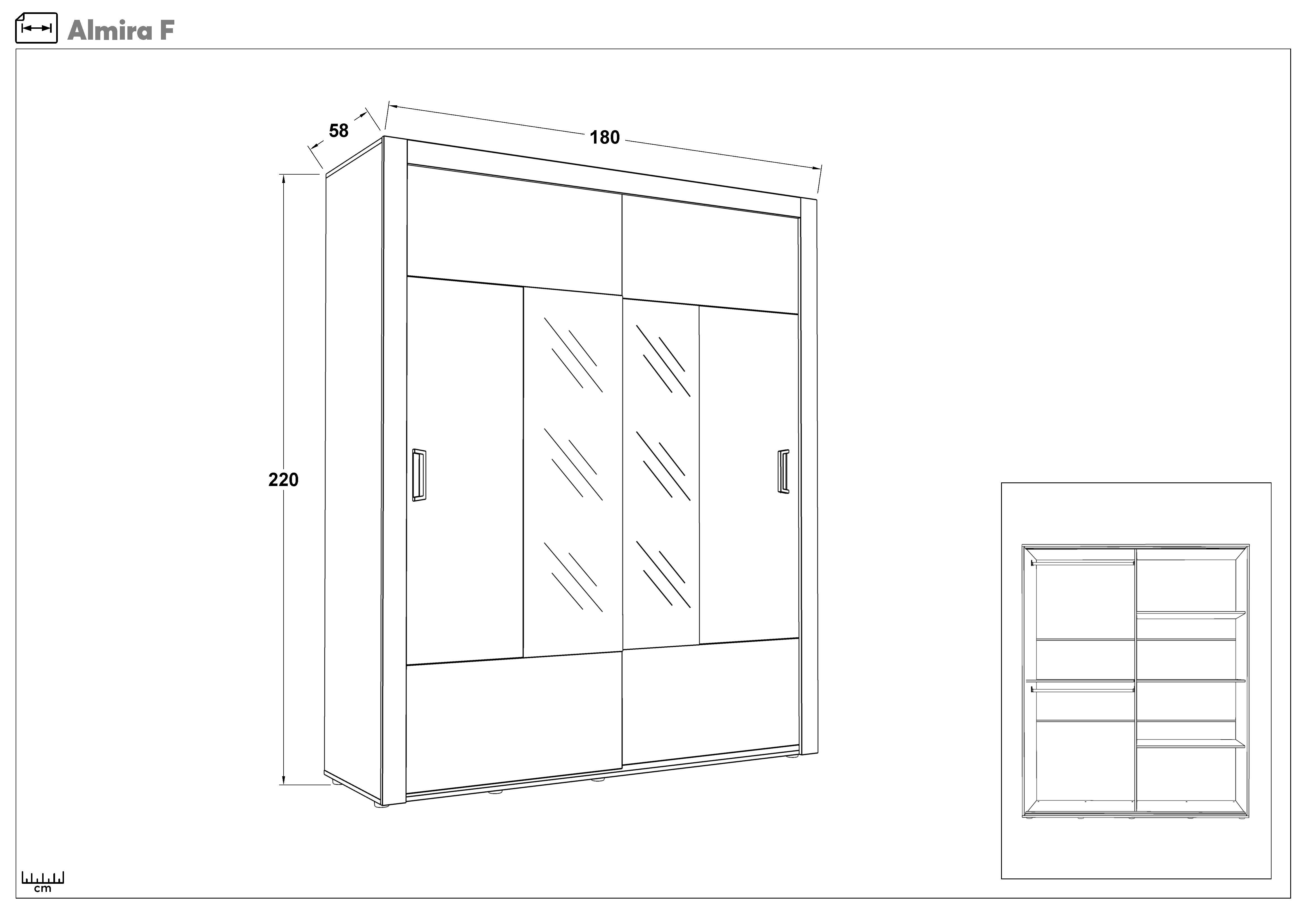 Wardrobe with sliding doors Almira, anthracite matt + Magma  2