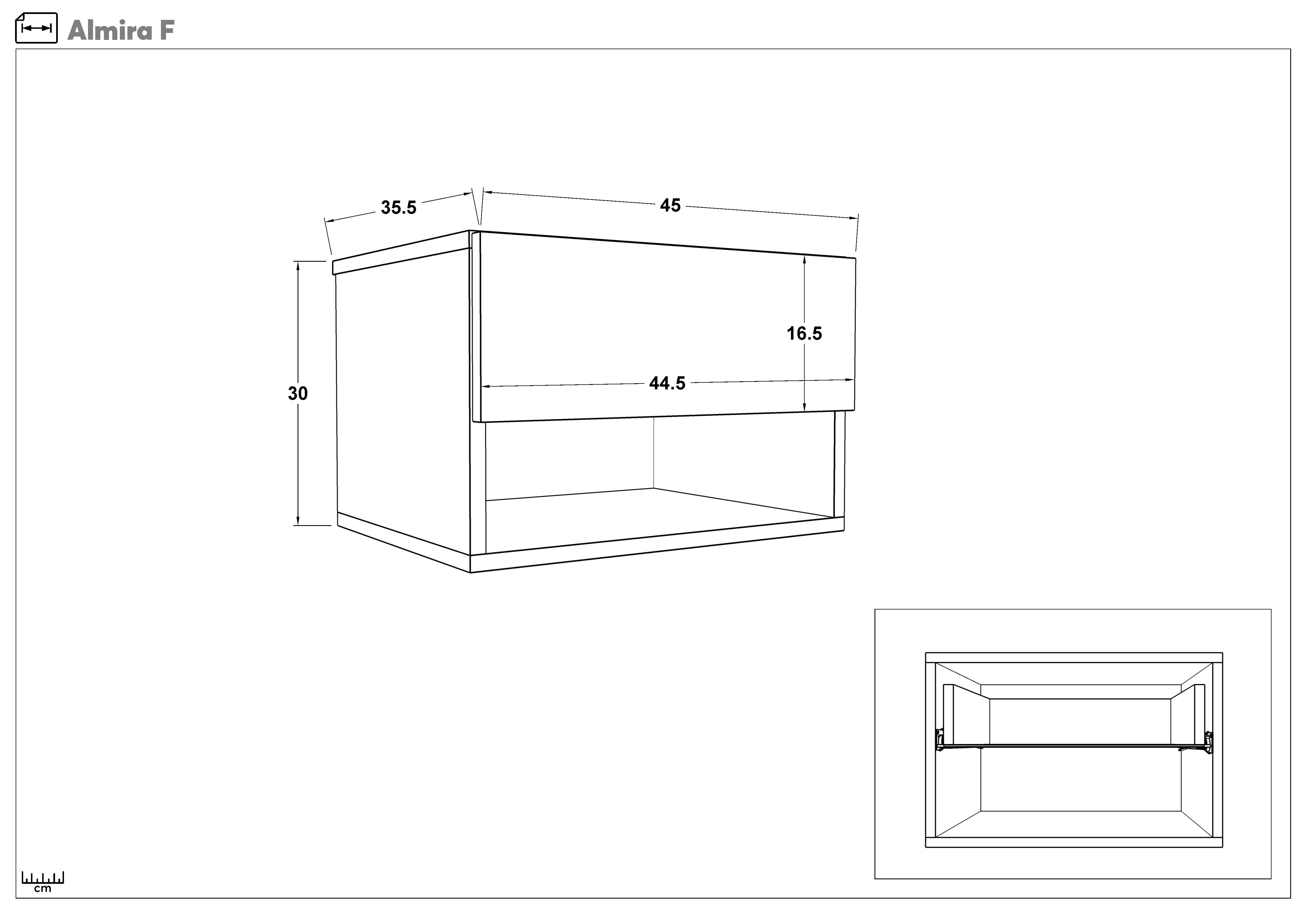 Nightstand Almira, anthracite matt + Magma  2