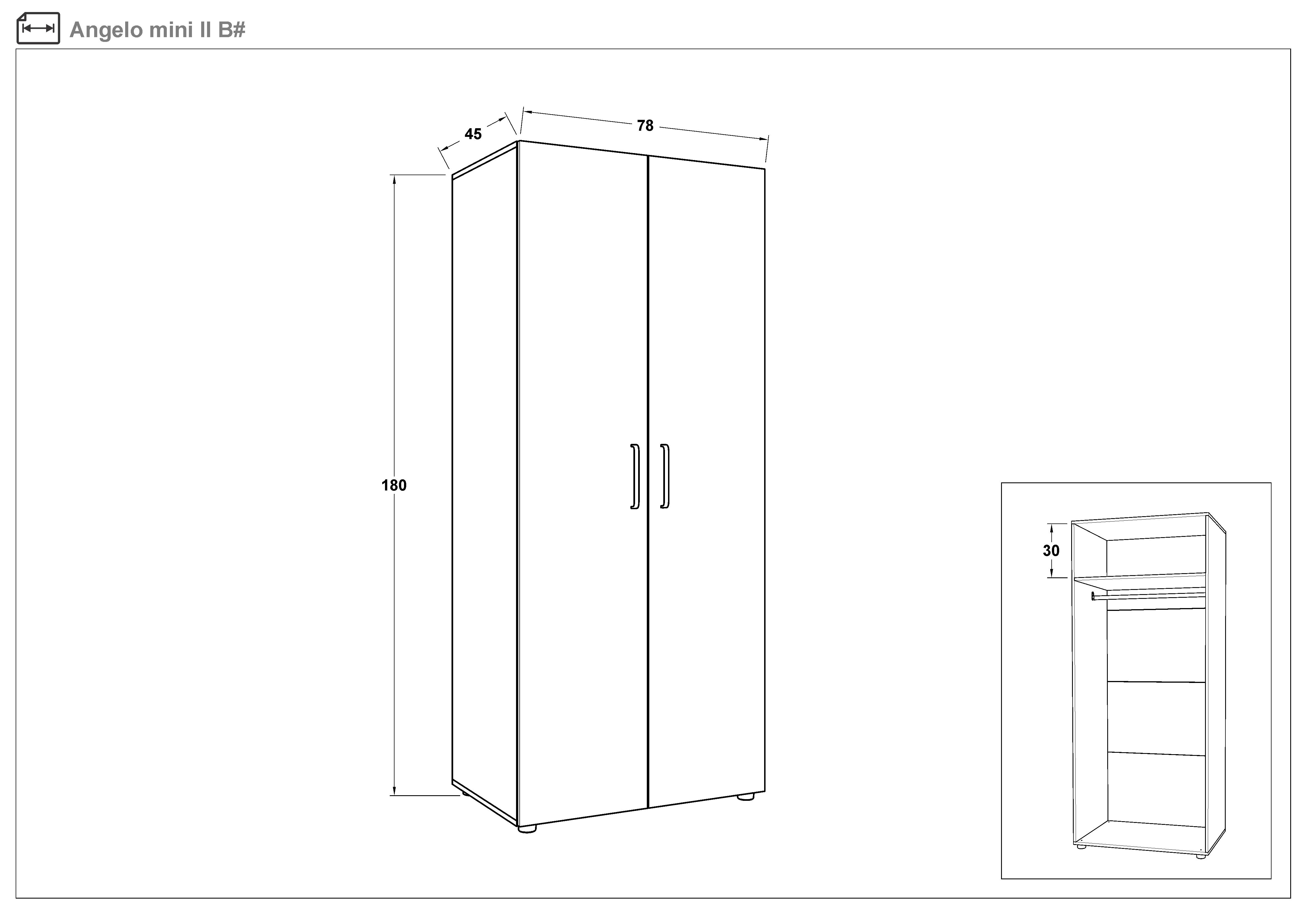 Double-winged wardrobe Angelo Mini, Wenge + Sonoma oak  2