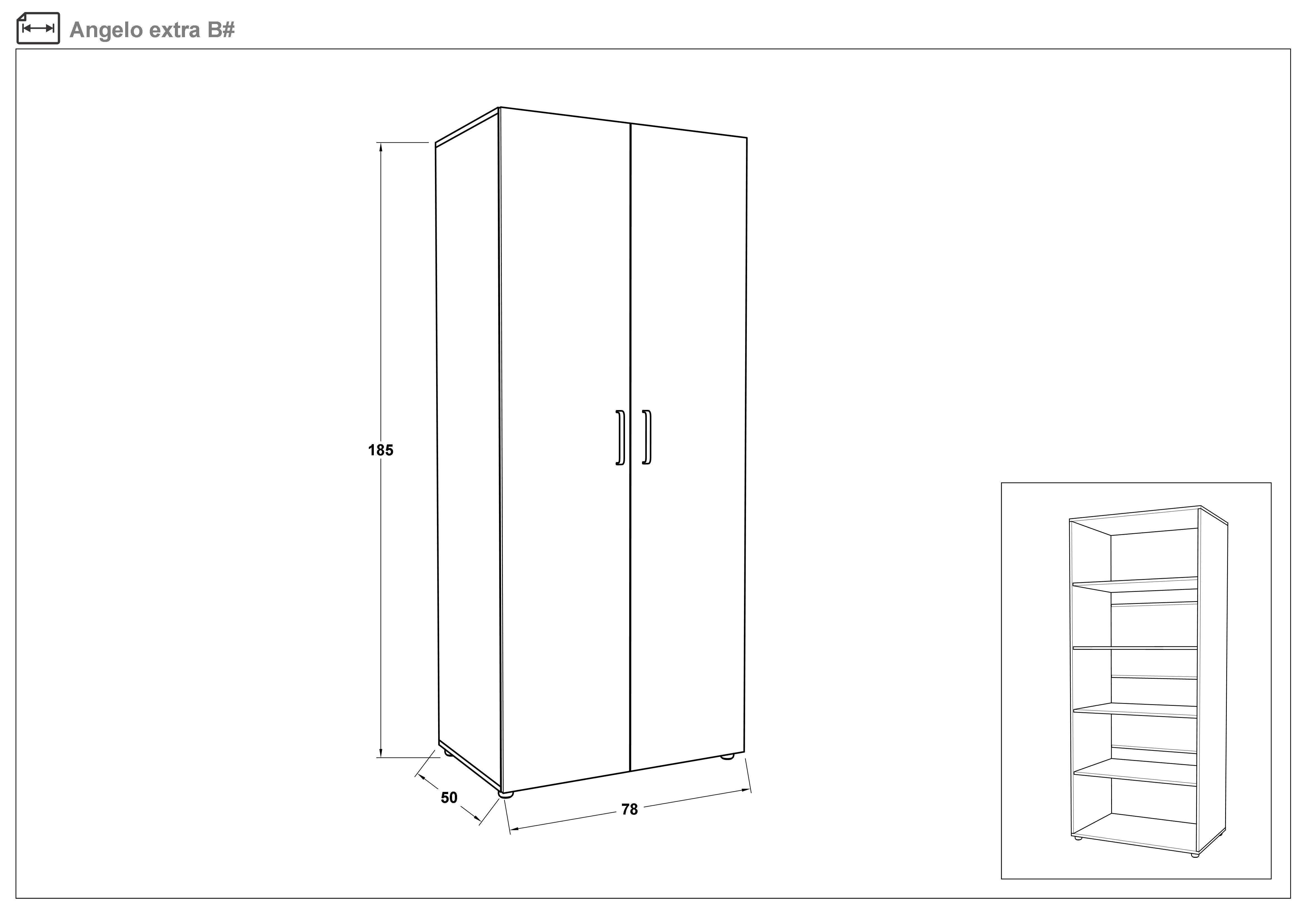 Wardrobe with 4 shelves Angelo II, Sonoma oak  2
