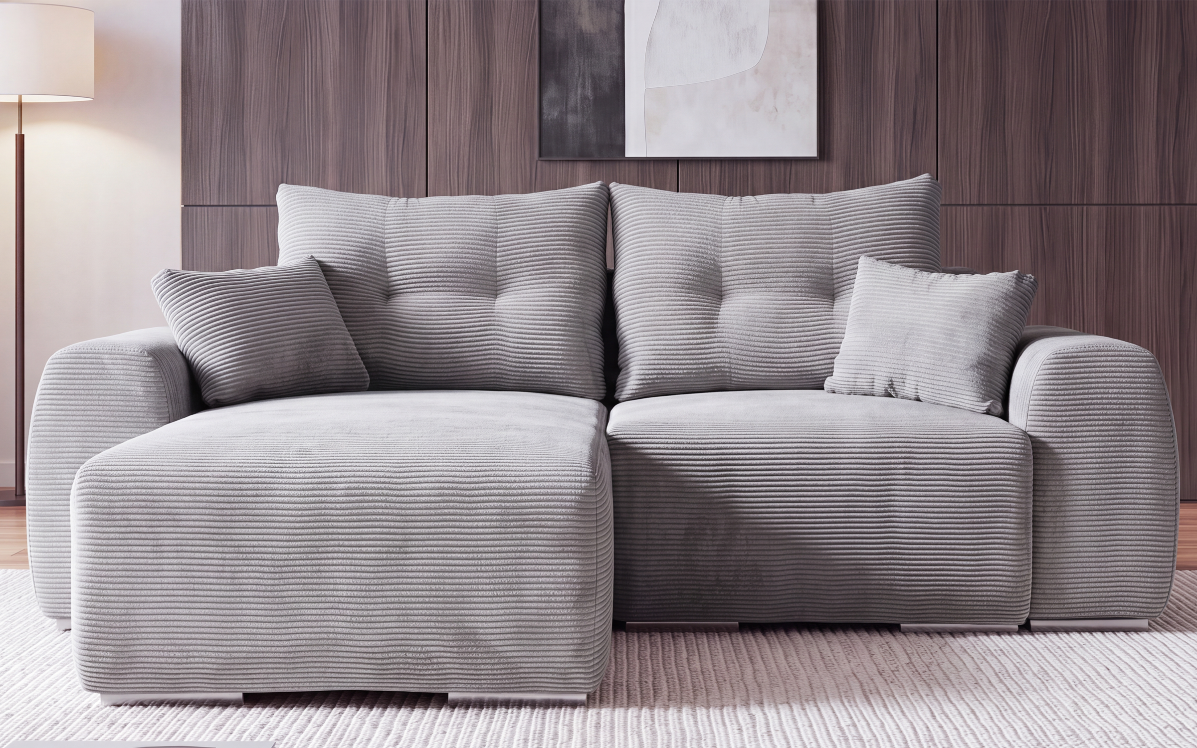 Extendable corner sofa Apollo Spring S, light grey  1