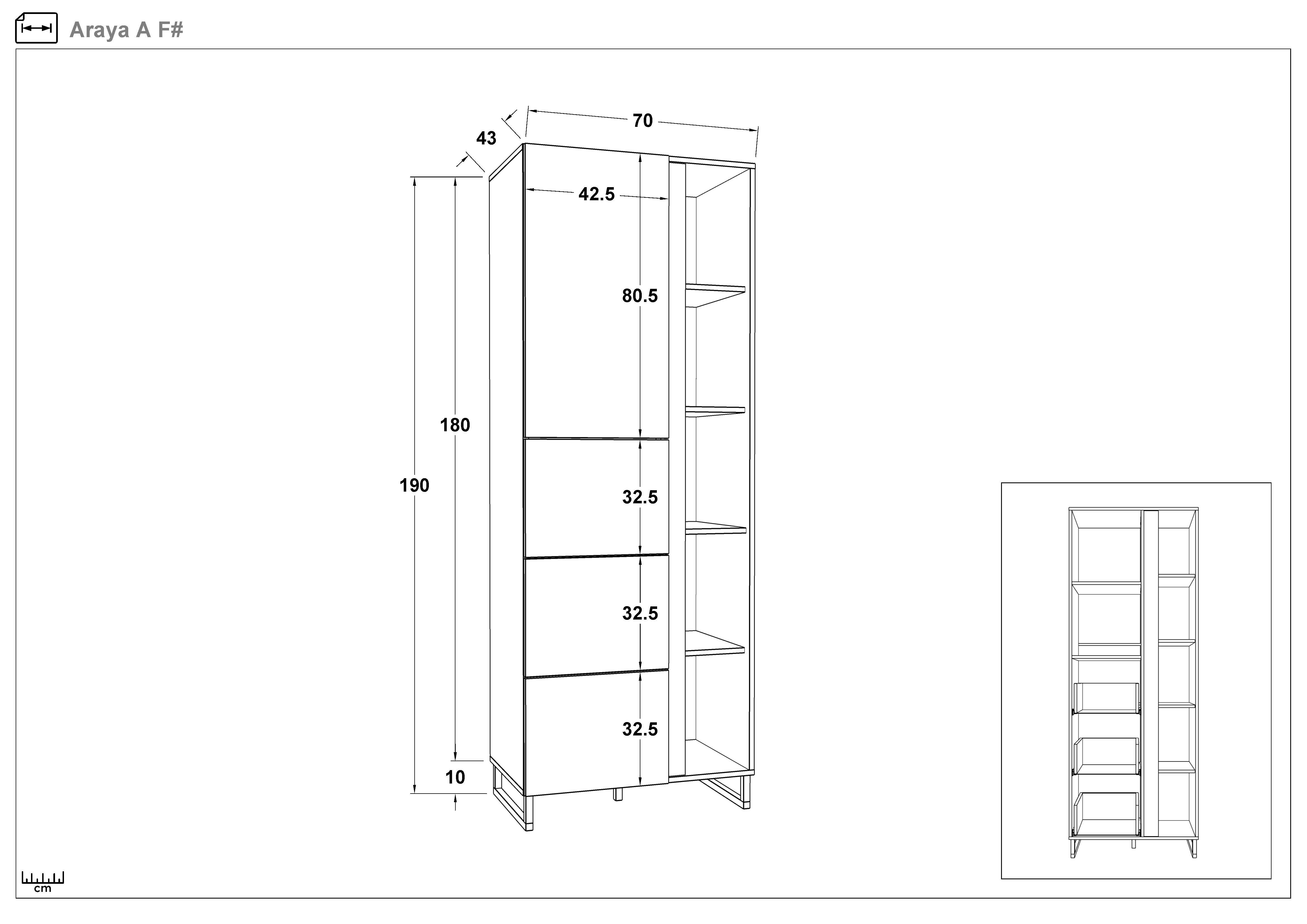 Tall cabinet Araya A, cashmere + honey Castello oak  2