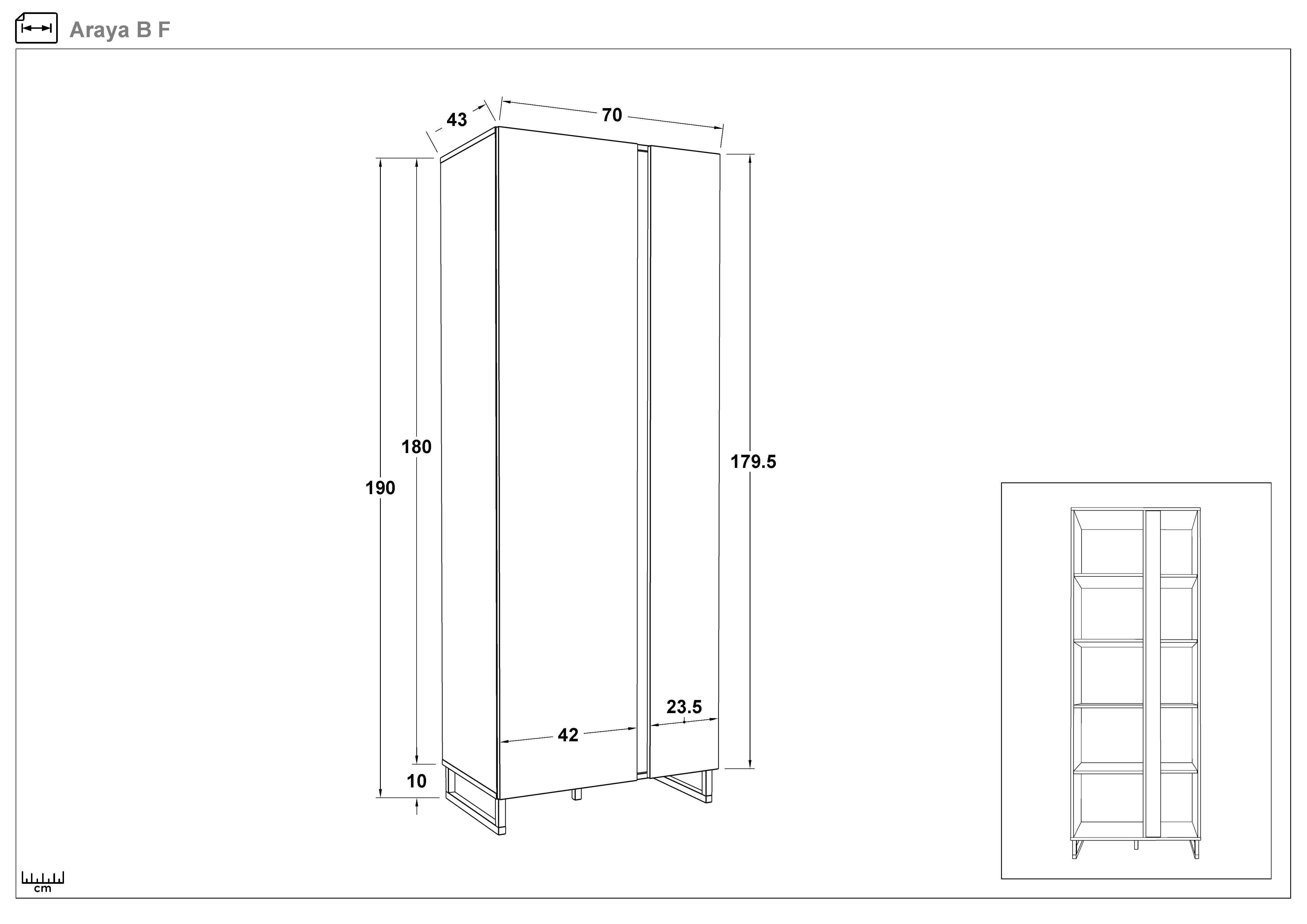 Tall cabinet Araya B, cashmere + honey Castello oak  2