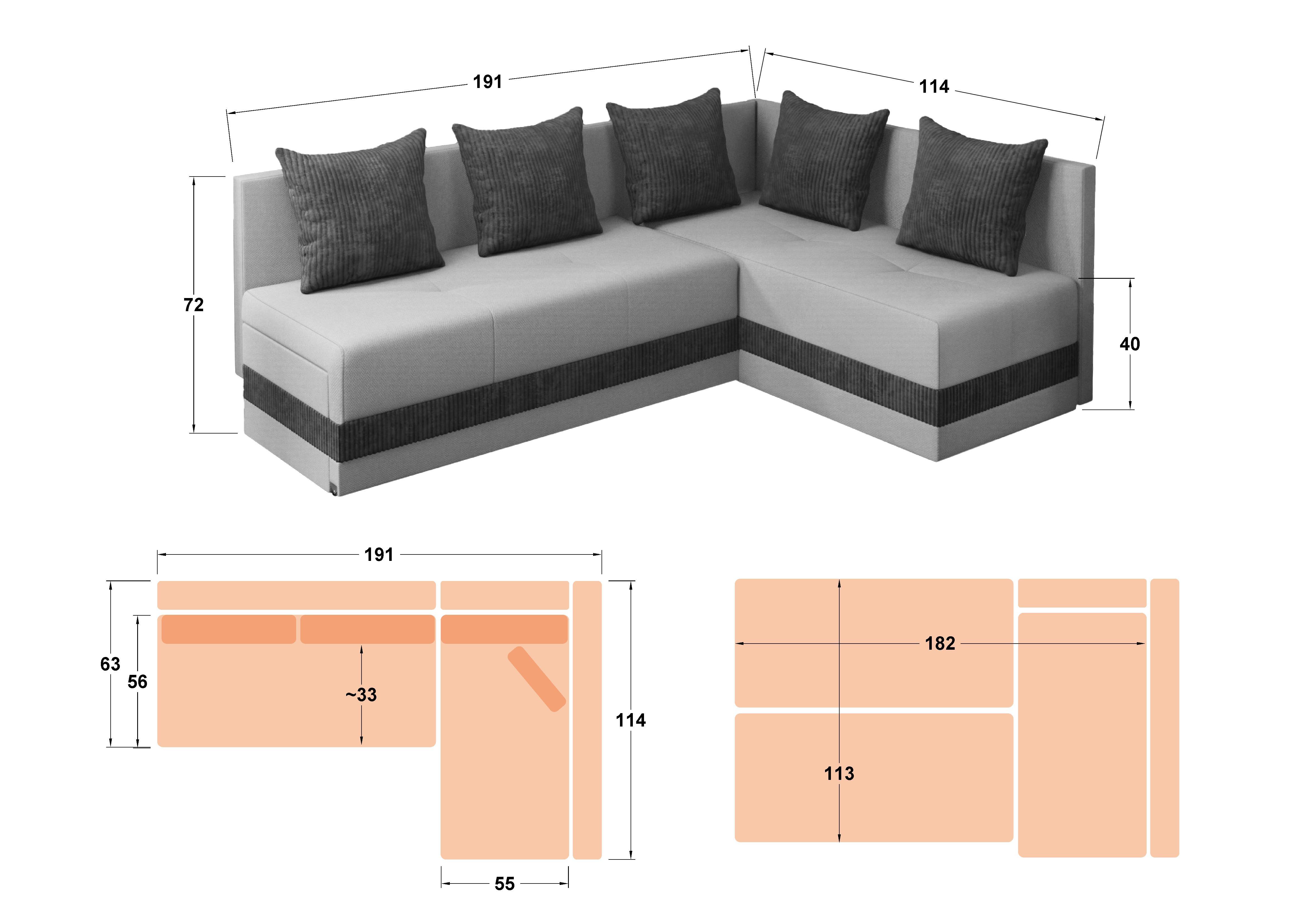 Extendable sofa Areti, turquoise + blue  2