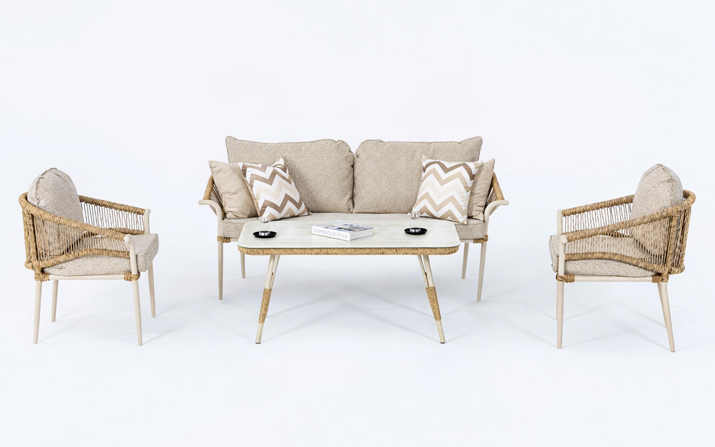 Set of table + chairs + sofa Arisa, cappuccino  1