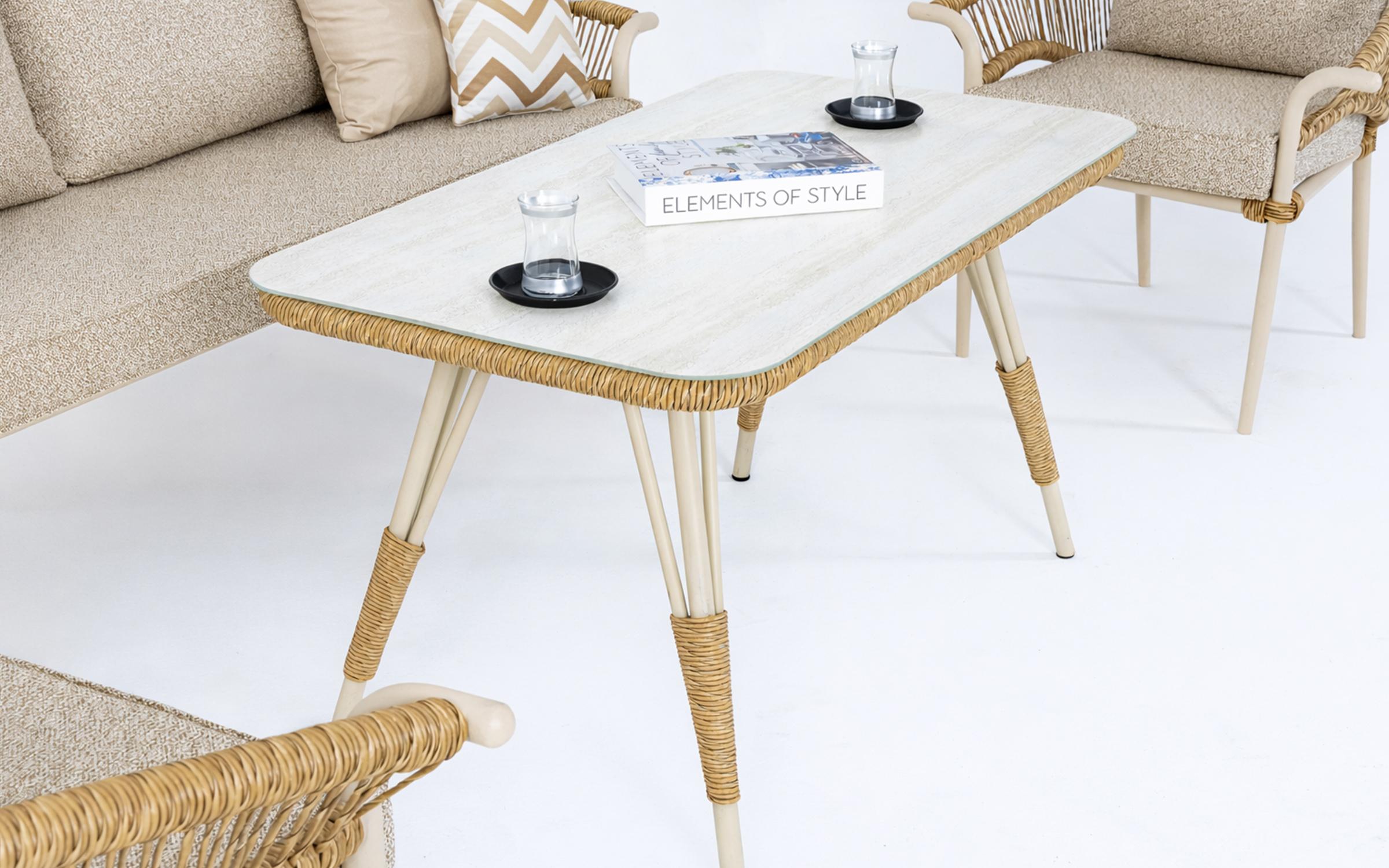 Set of table + chairs + sofa Arisa, cappuccino  2