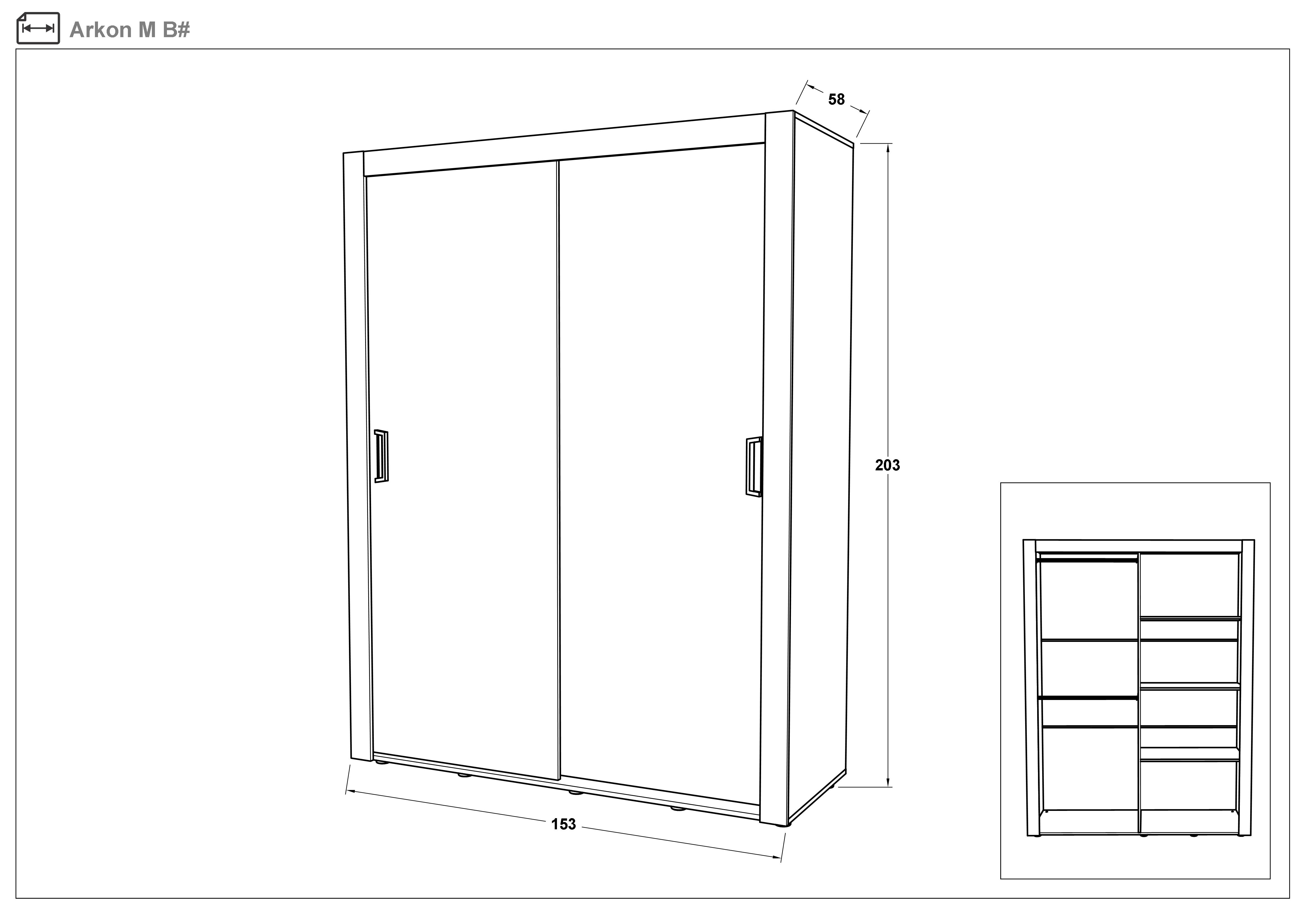 Wardrobe with sliding doors Arkon M, Sonoma oak + white  2