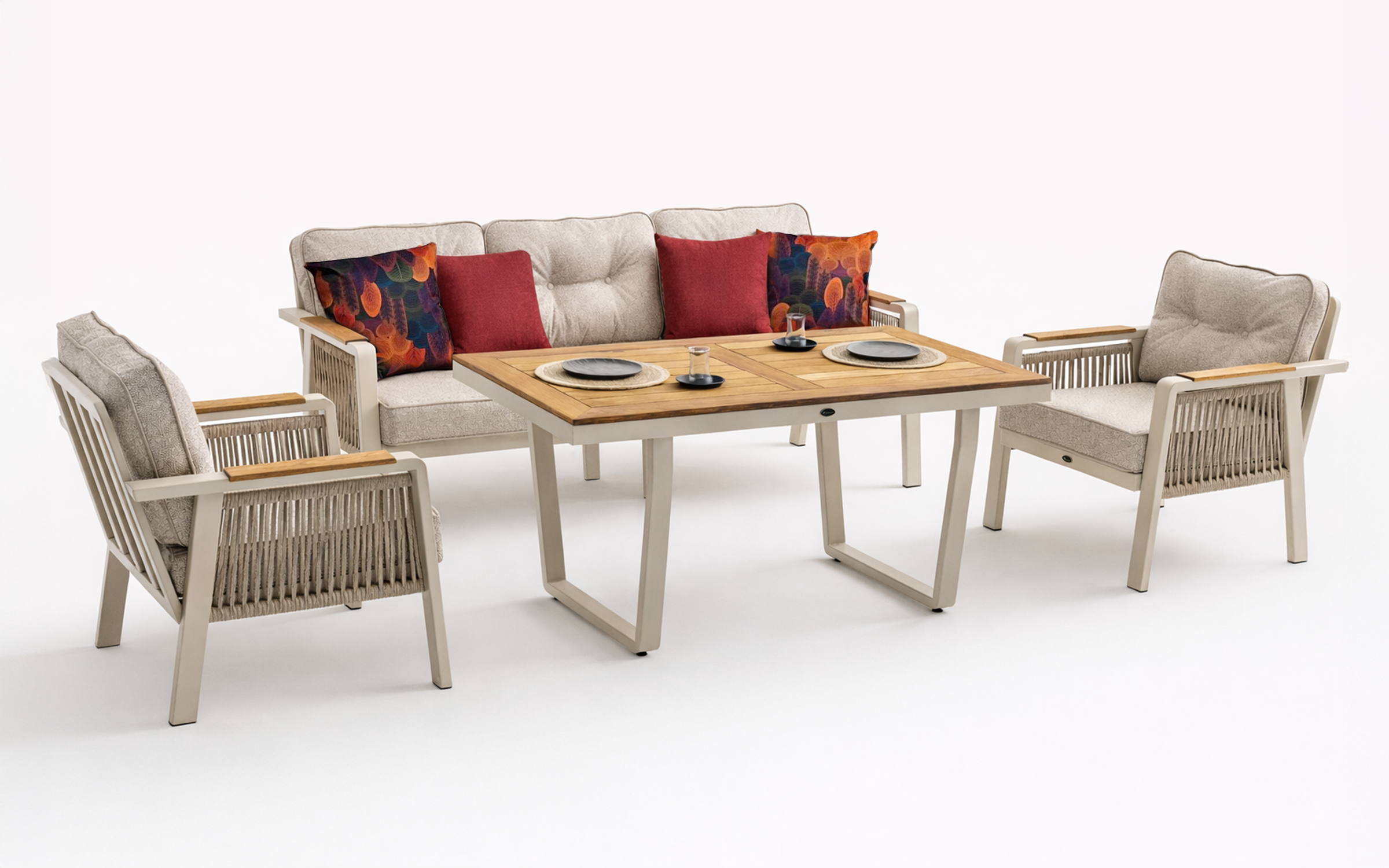 Set of table + chairs + sofa Artemis, cream  2