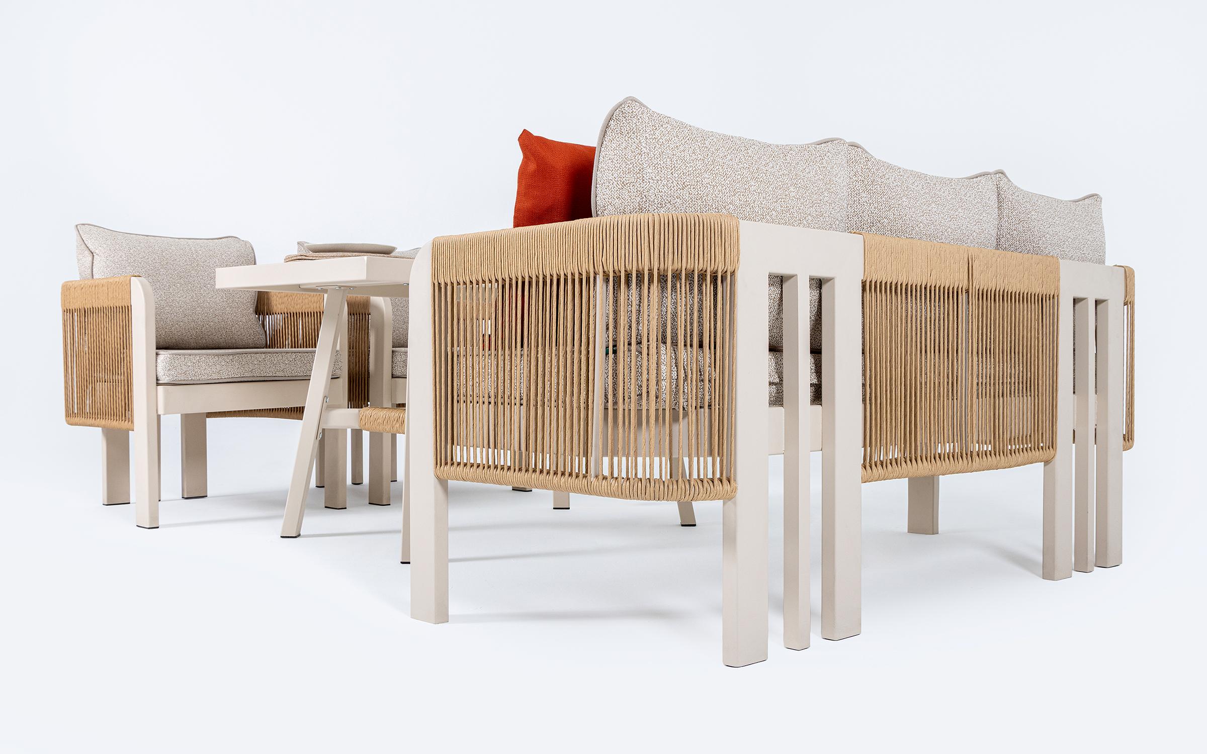 Set of table + chairs + sofa Atlas, cream  3