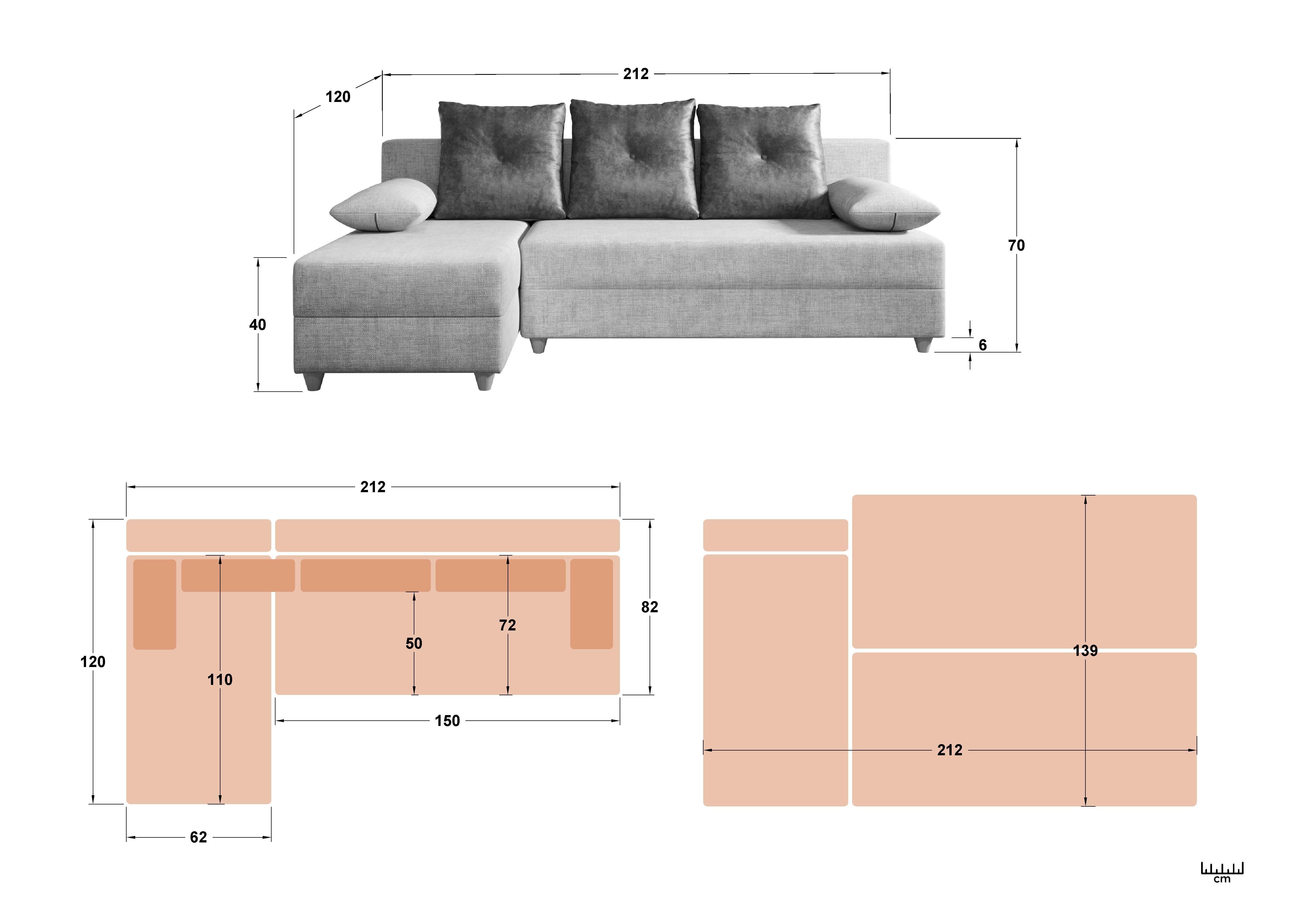 Extendable corner sofa Atlas, beige + anthracite  2