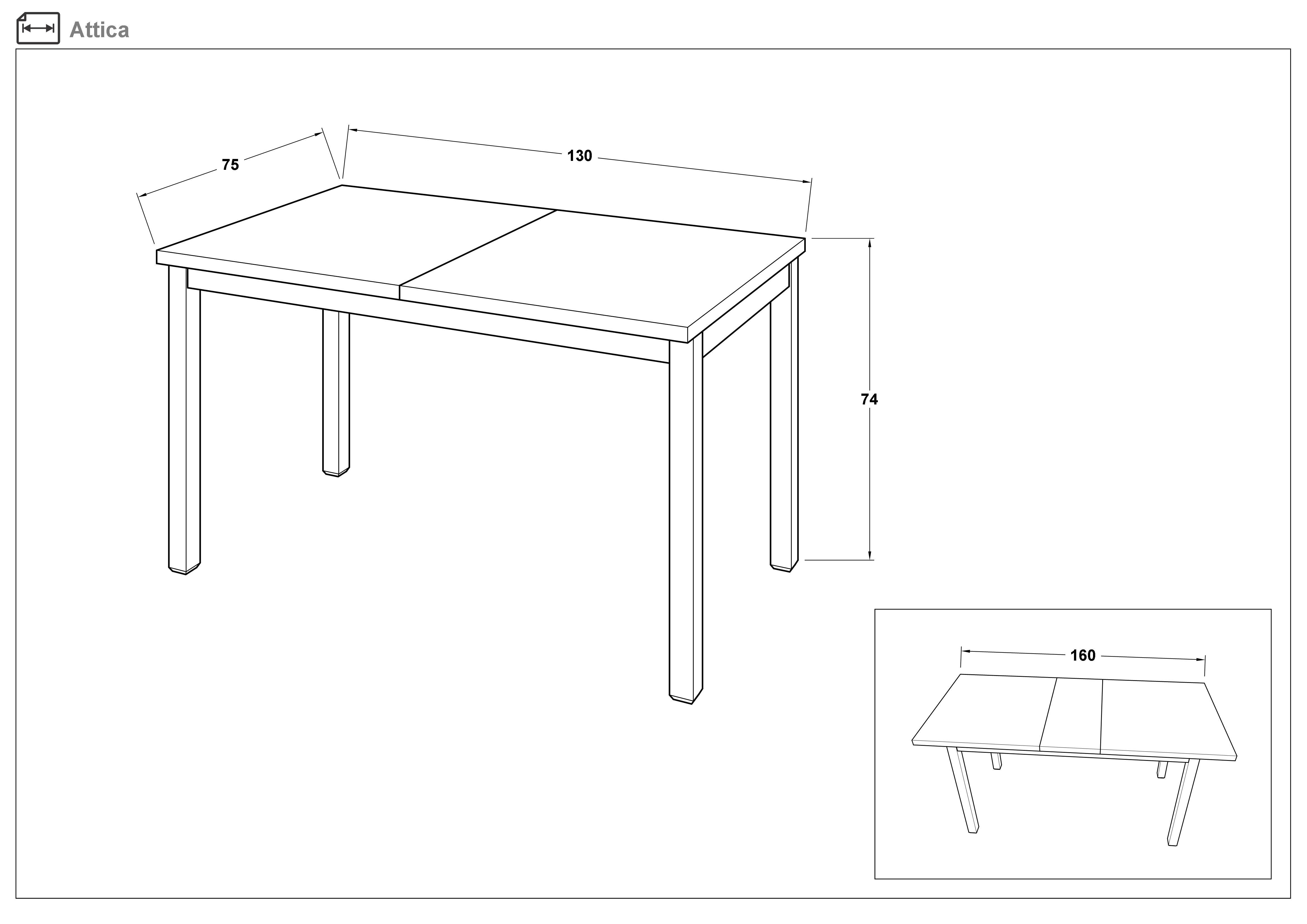 Dining table /extendable/ Atika, white + walnut  2