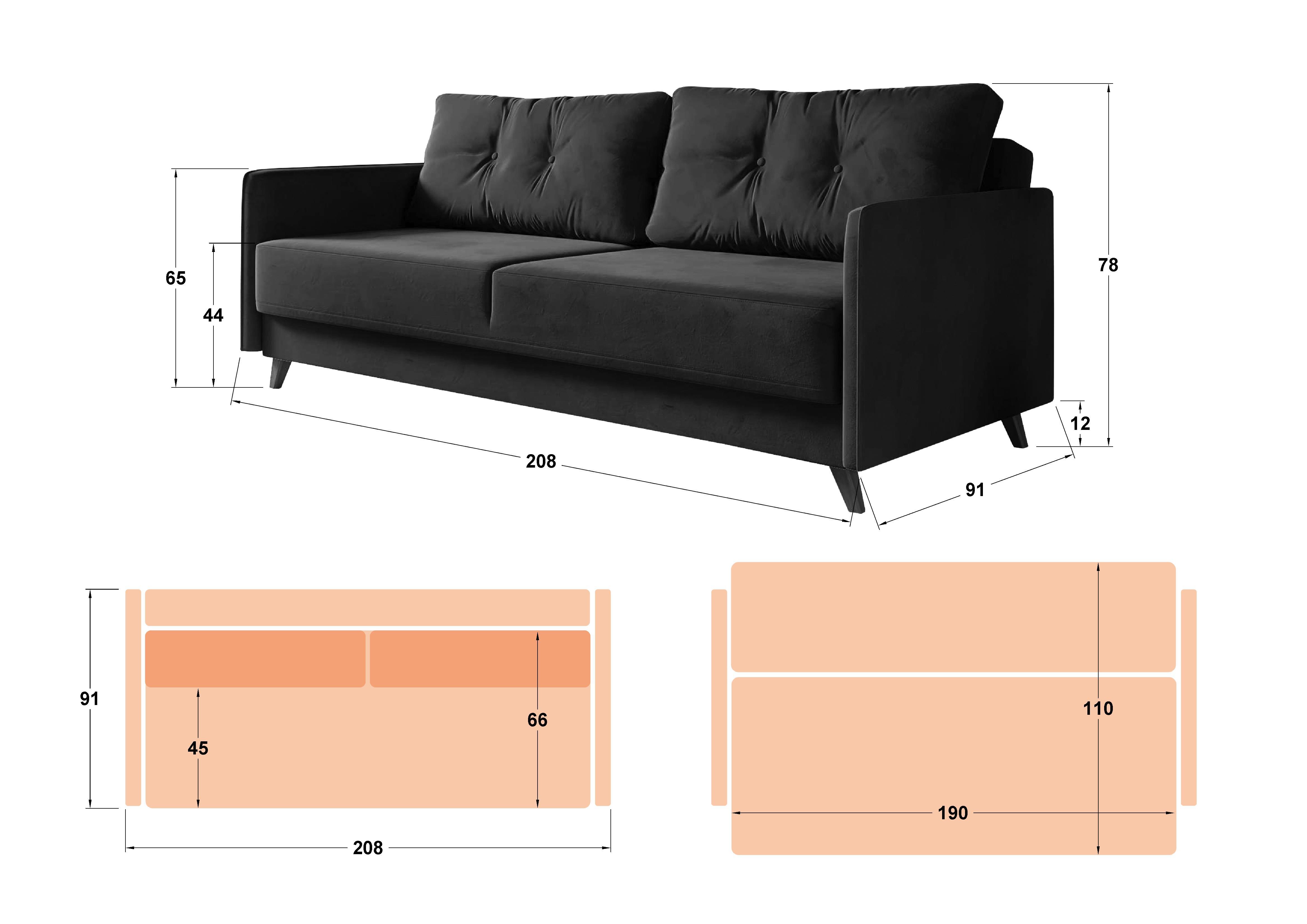 Extendable click-clack sofa Bali, beige  2
