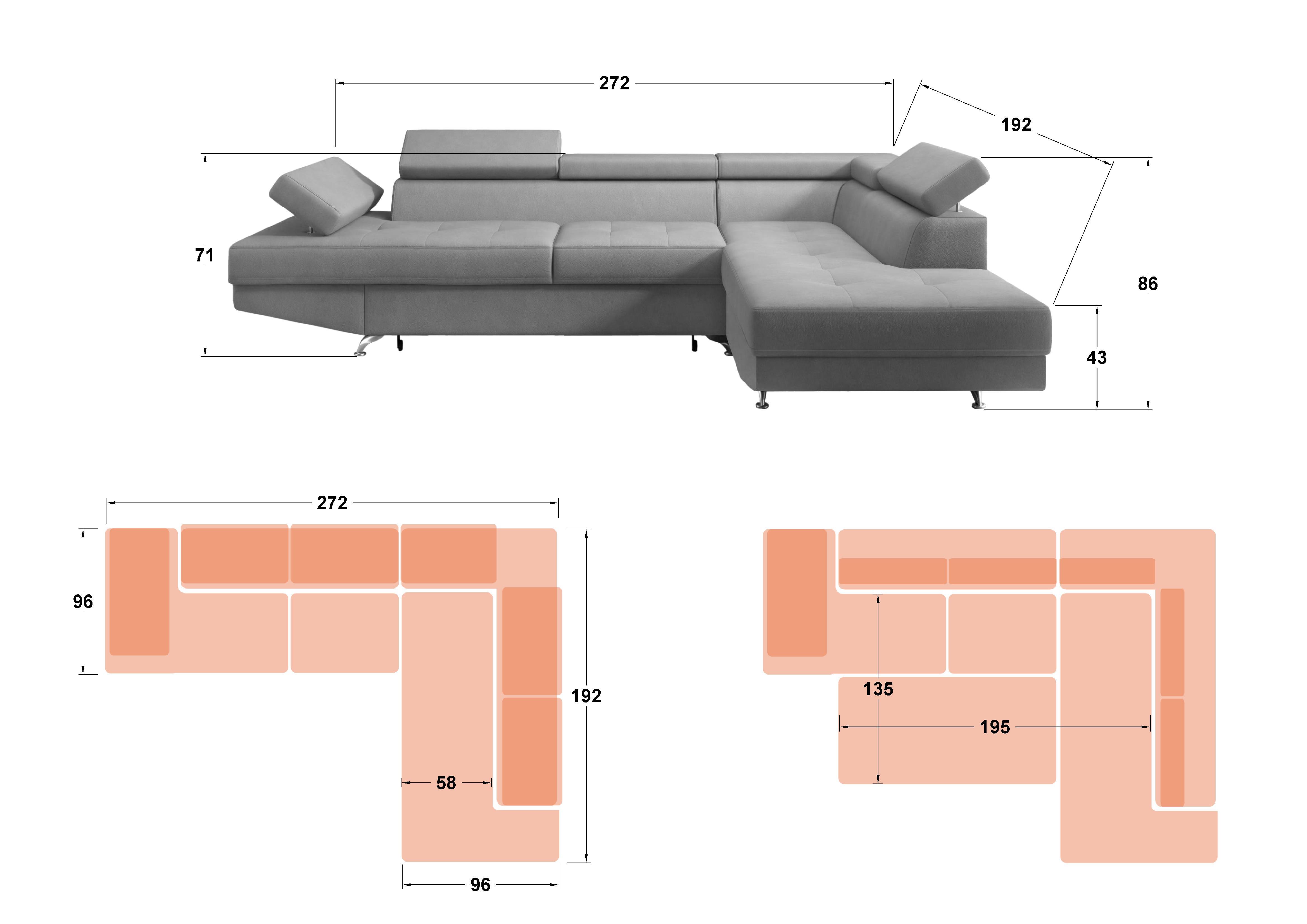 Extendable corner sofa Bark M, dark beige  2