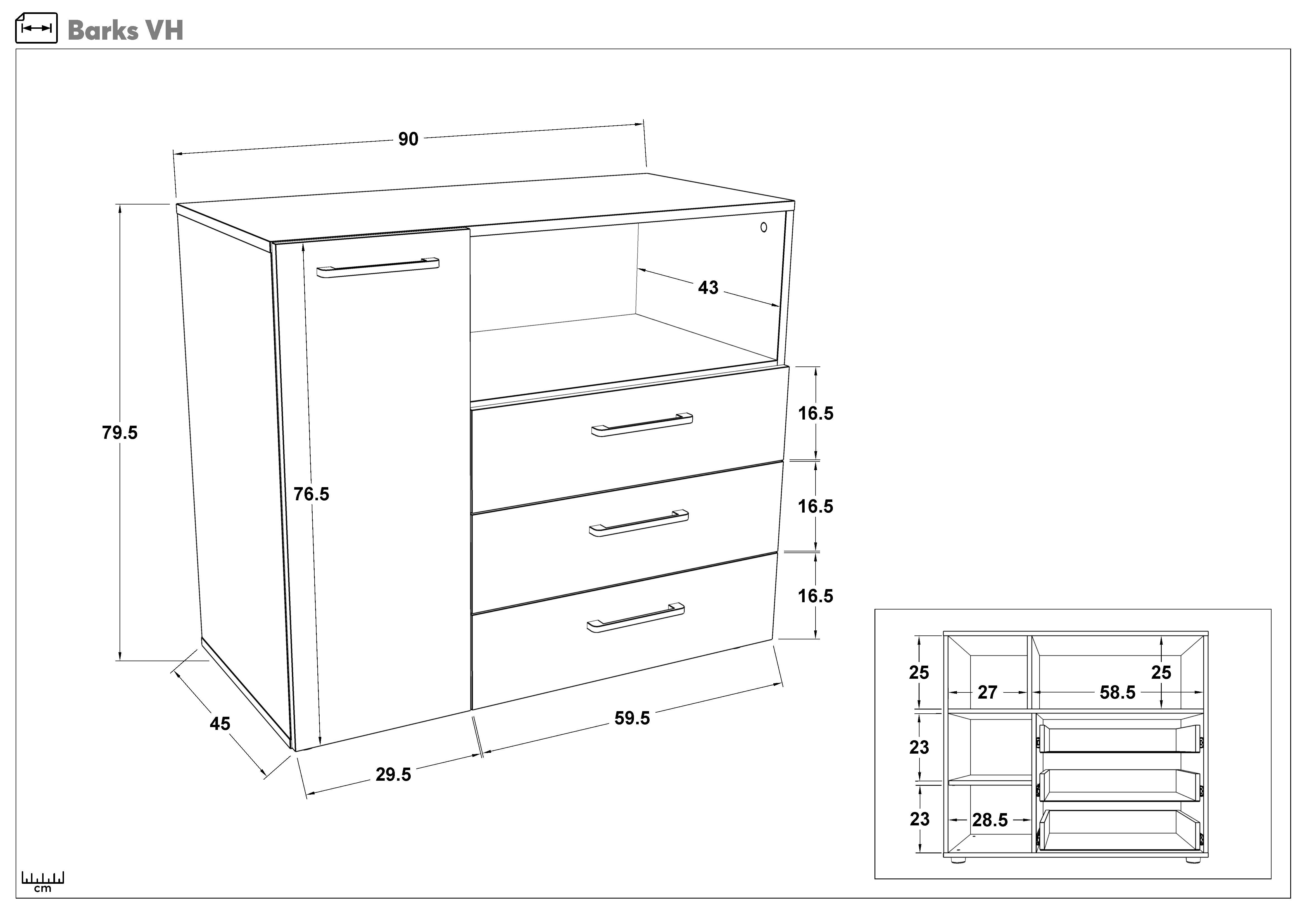 Dresser Barx, dark Scandinavian oak + yellow satin  2
