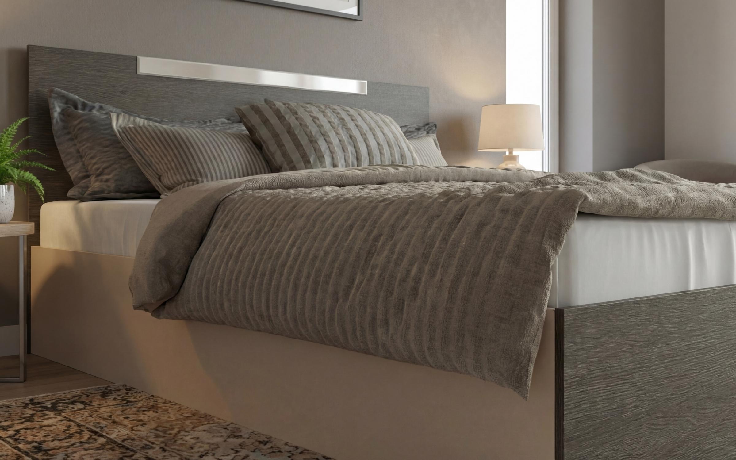 Double bed 160/200 Chaterina + mattress, cashmere + Anthracite oak  3