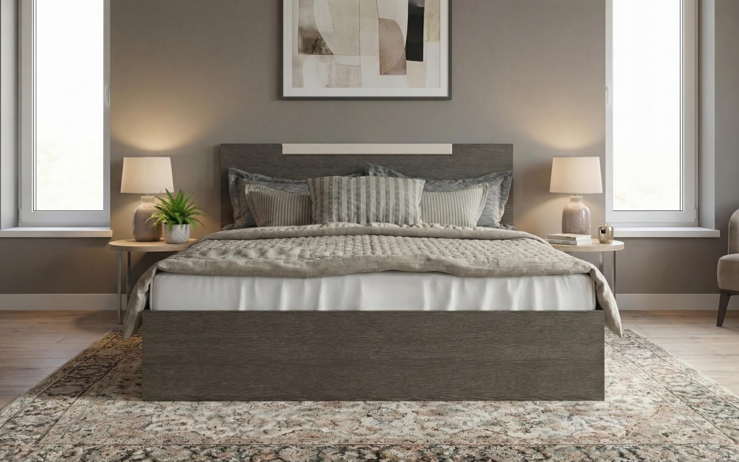 Double bed 160/200 Chaterina + mattress, cashmere + Anthracite oak  4