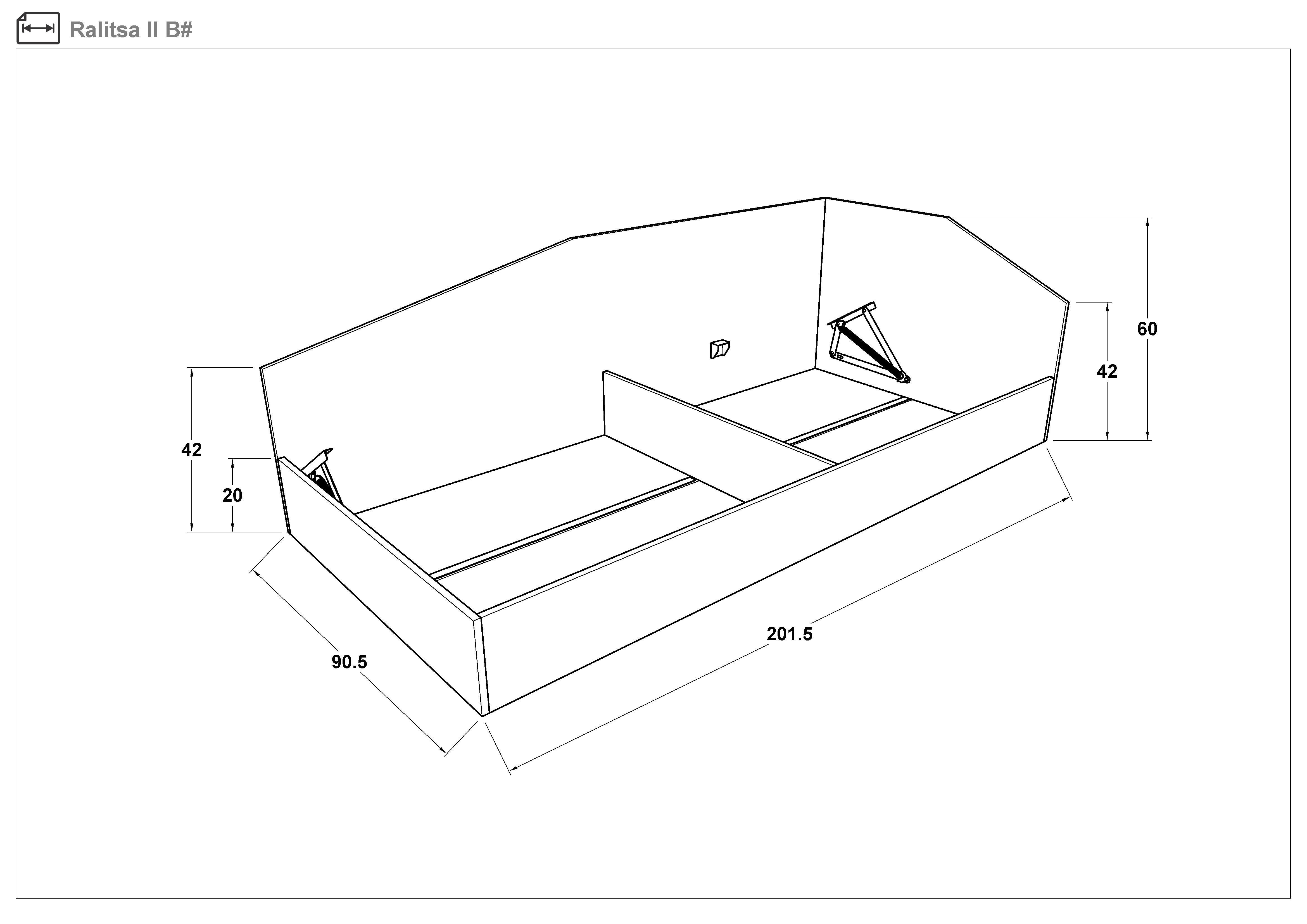Bed 90/200 Ralitsa + mattress, Sonoma oak  2