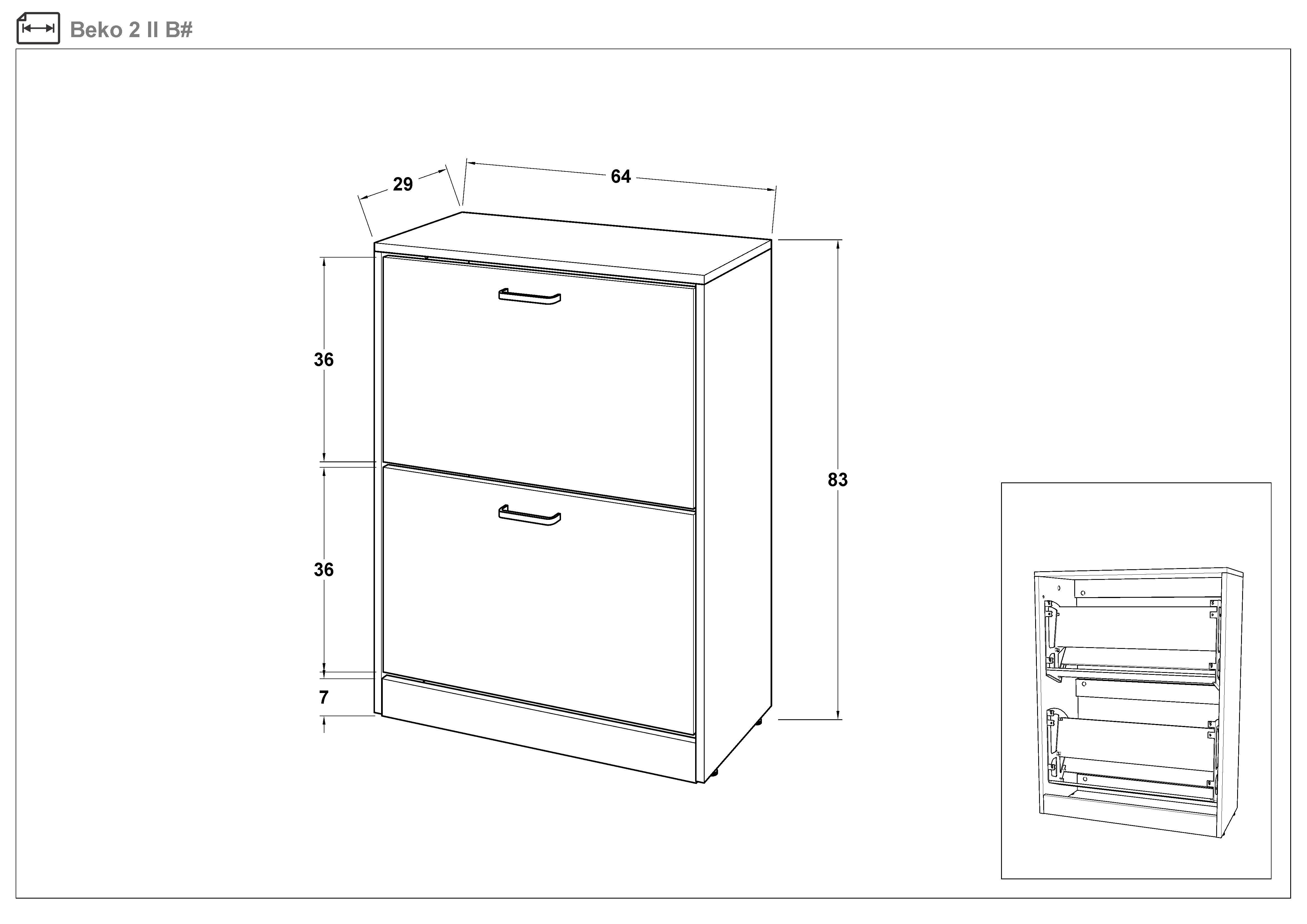 Shoe cabinet Beko 2, cashmere + Anthracite oak  2