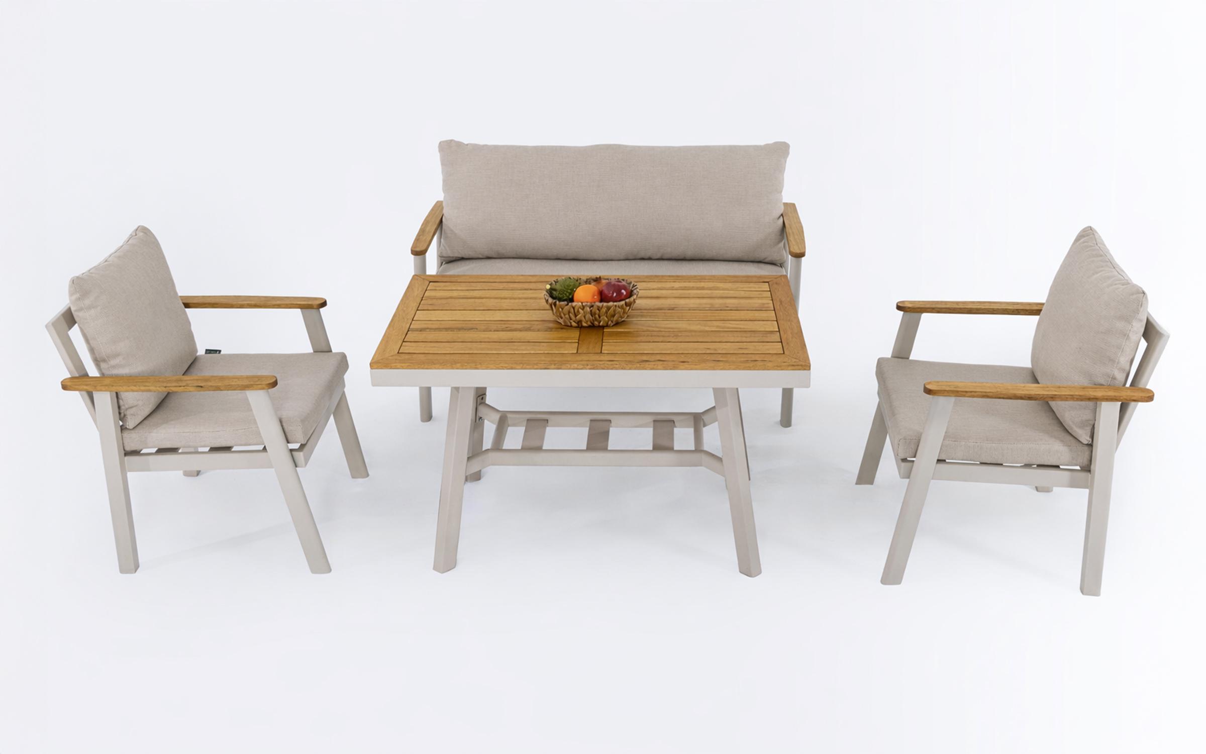 Set of table + chairs + sofa Bella, cream  2