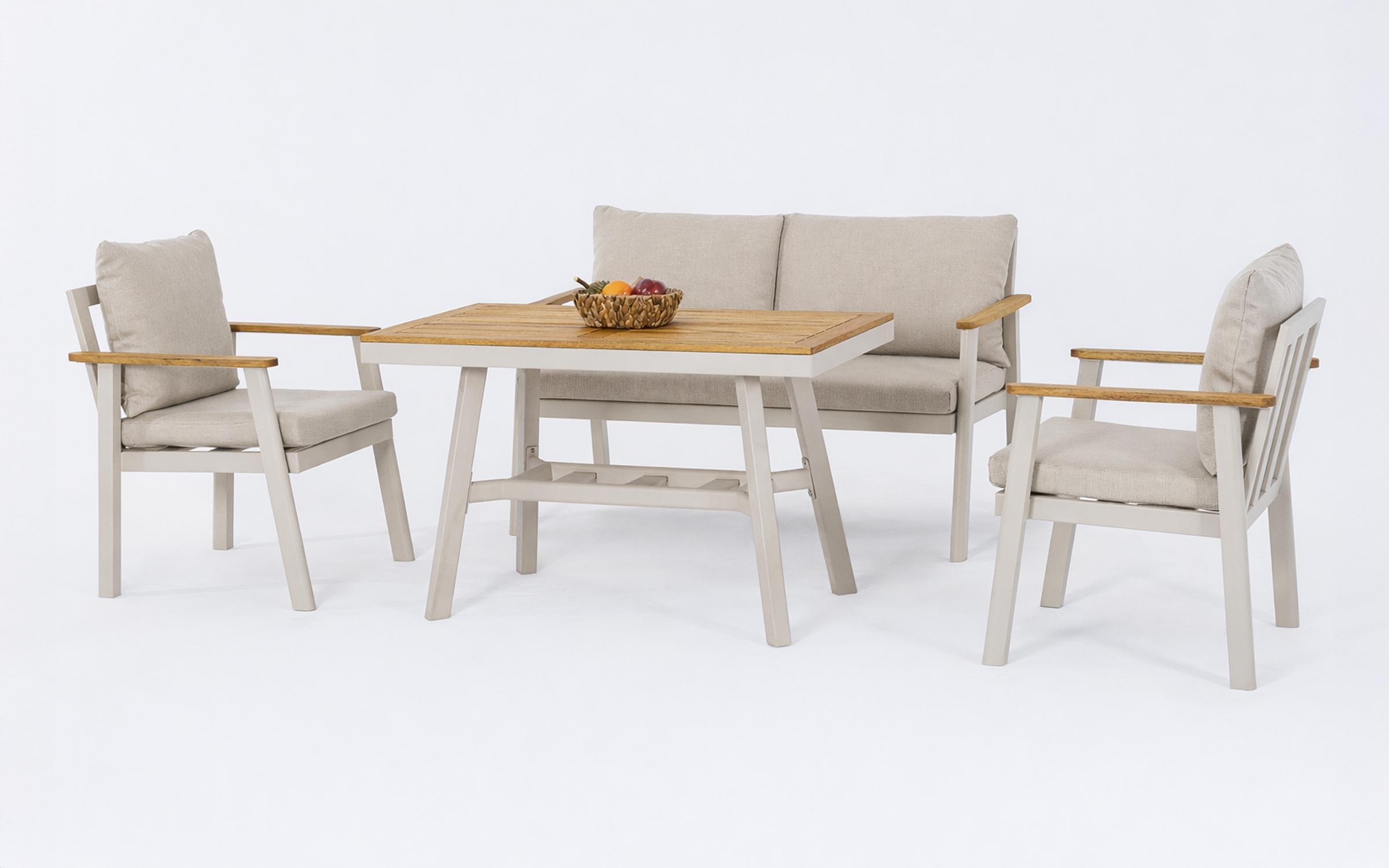 Set of table + chairs + sofa Bella, cream  4