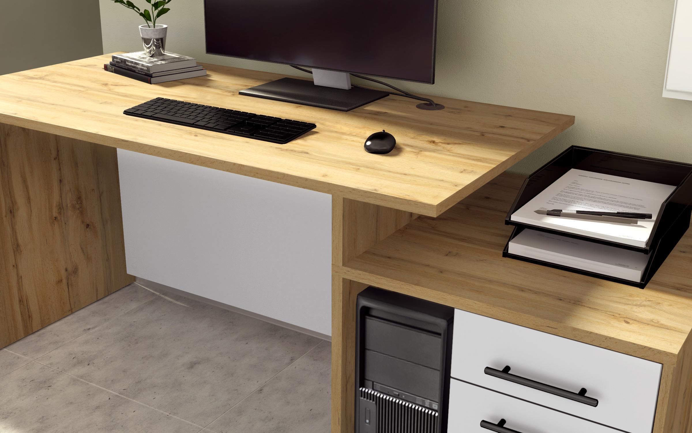 Desk Ivel 4, Wotan oak + white  5