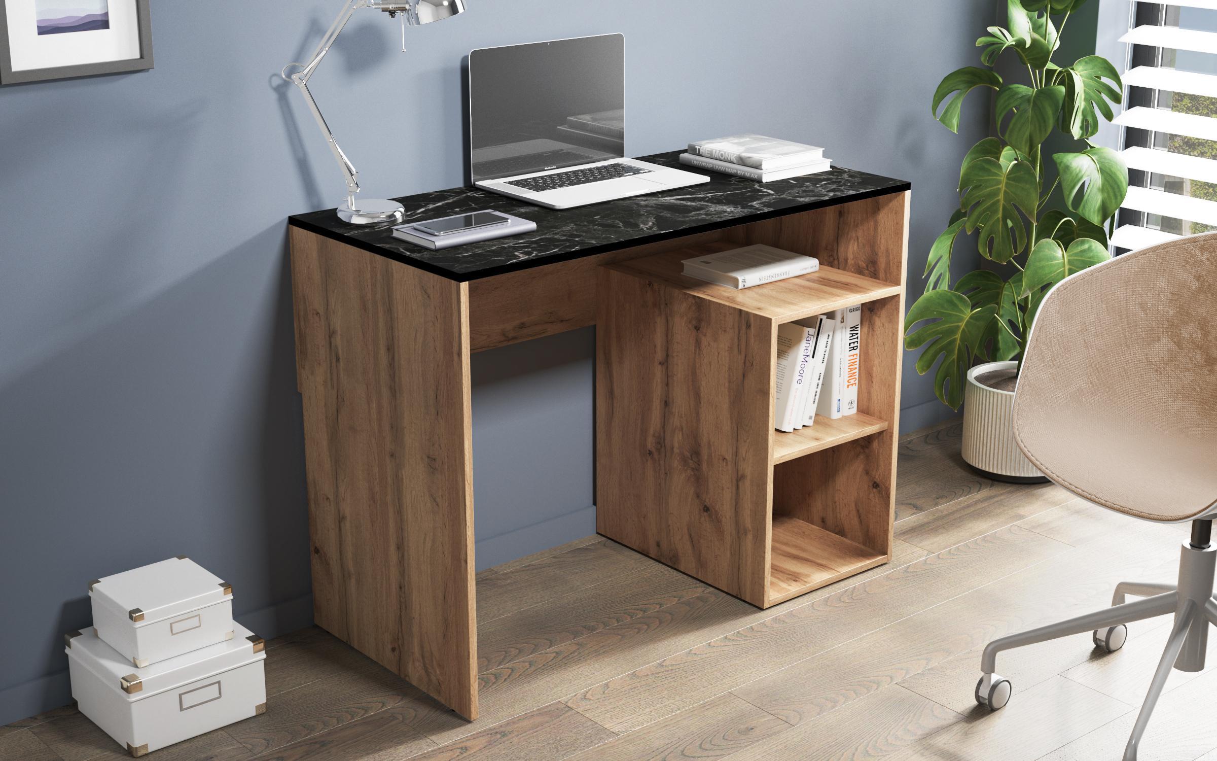 Desk Renso, Wotan oak + decor Tunisia marble  1