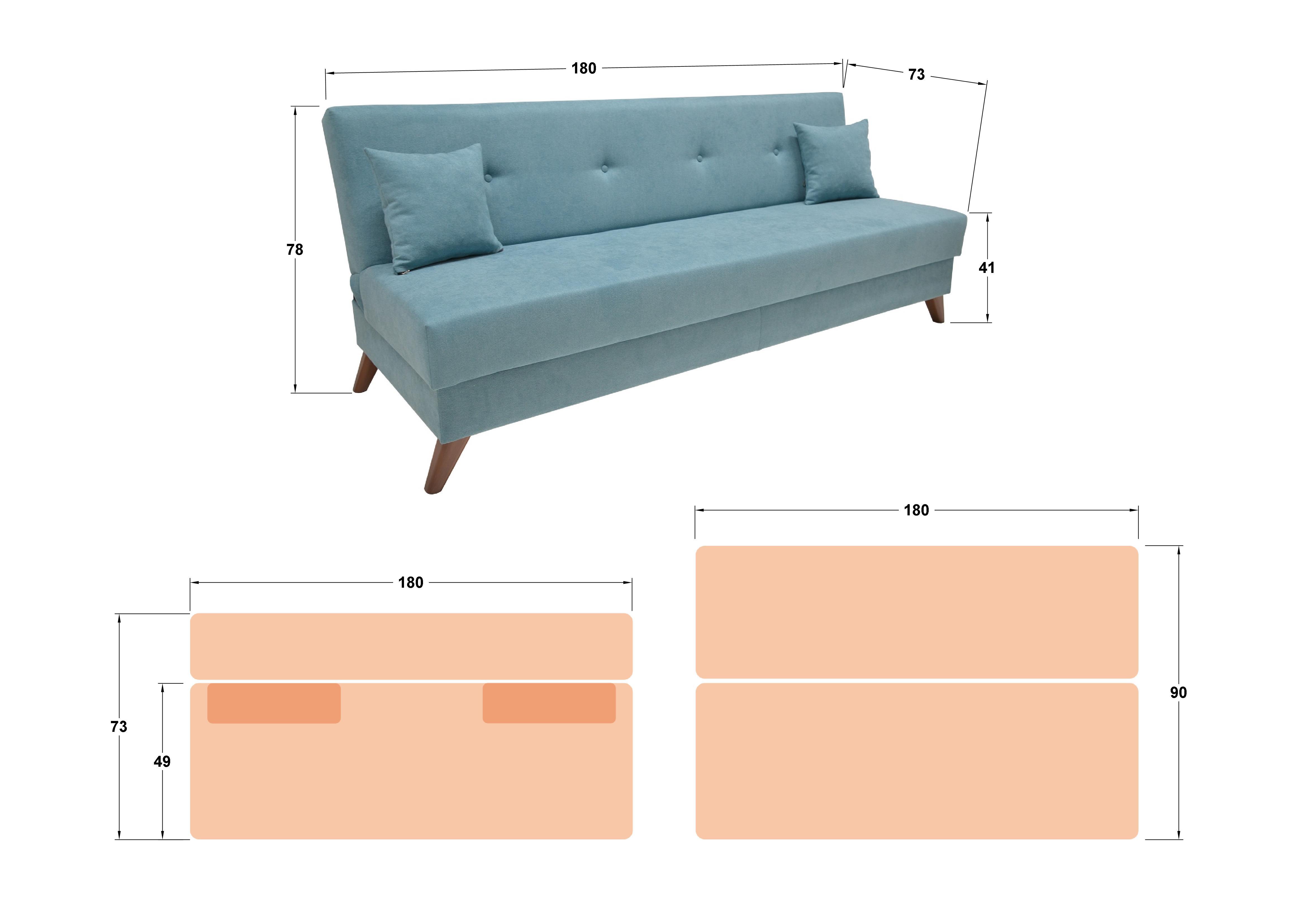 Extendable click-clack sofa Brent, light grey  2