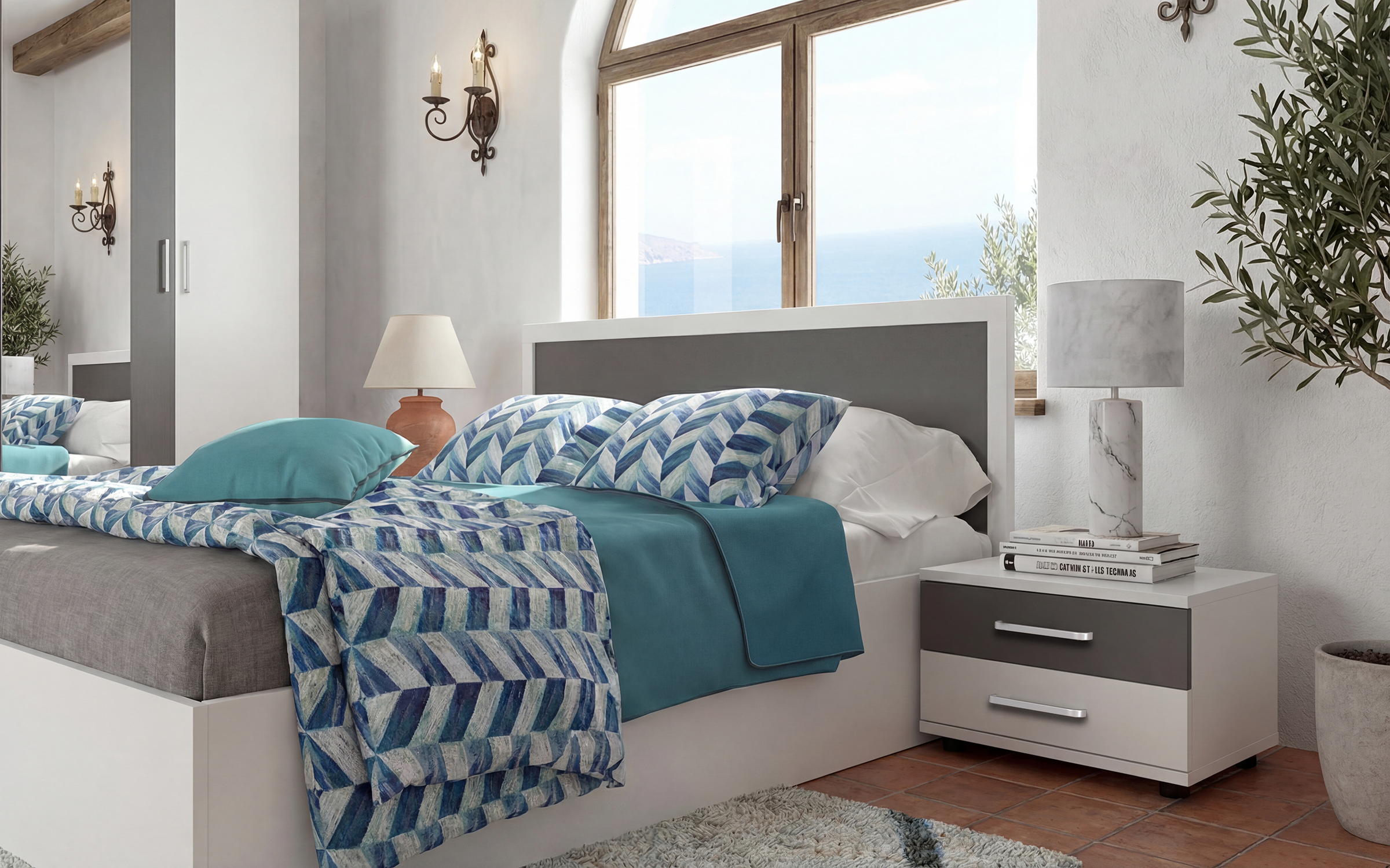Nightstand Porto, white + anthracite matt  3