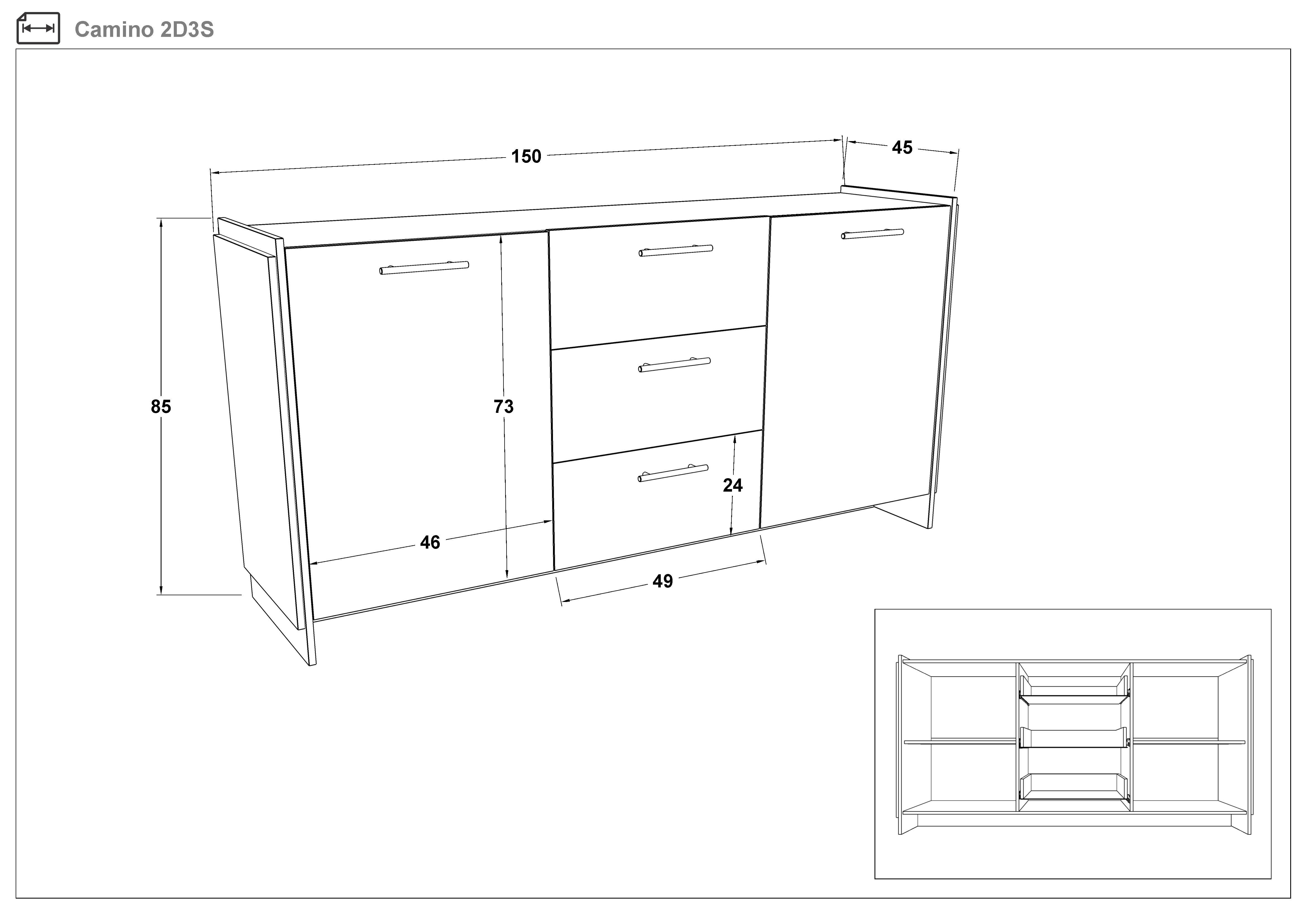 Dresser Camino 2D3S, Wotan oak + black  2