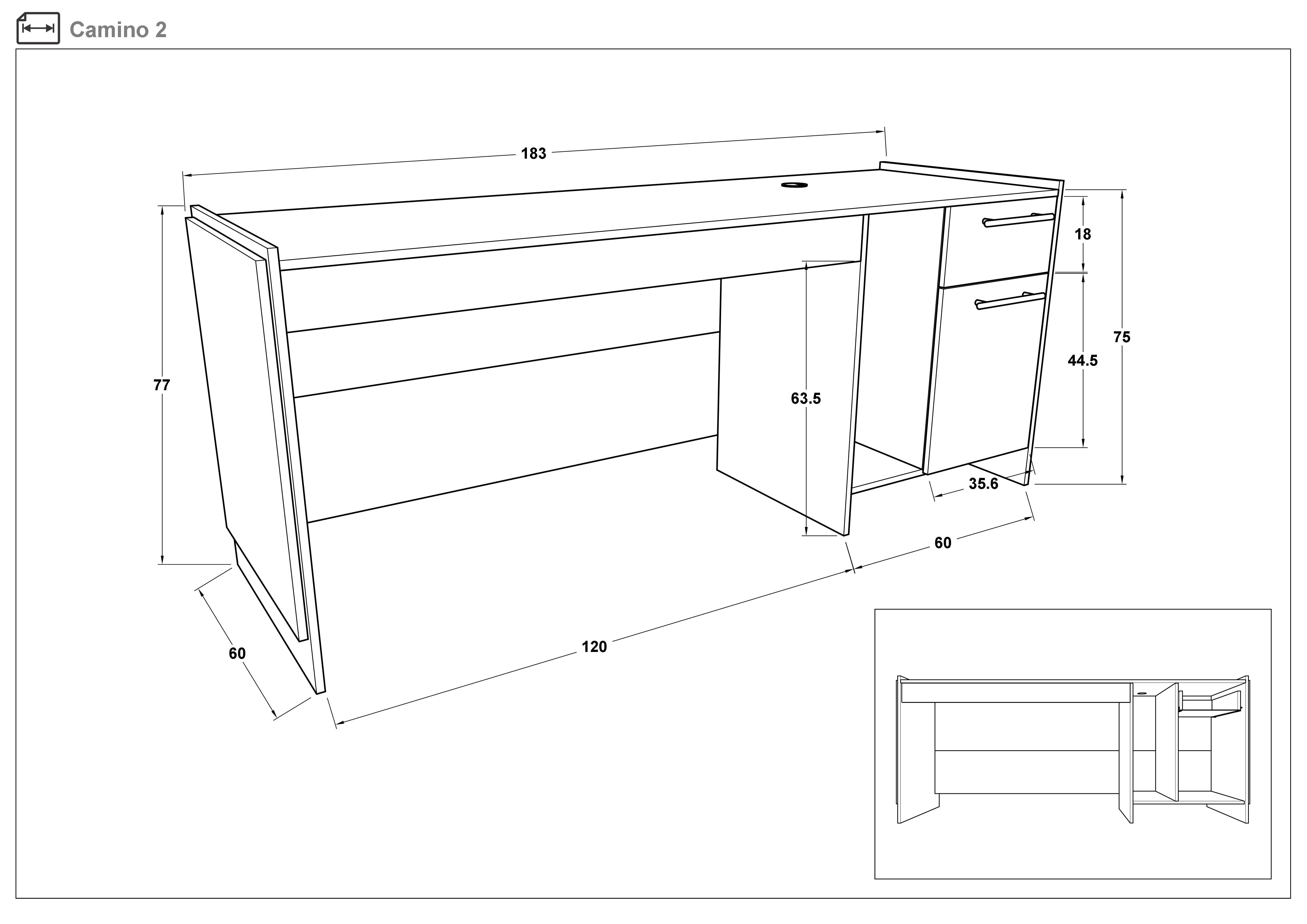 Desk Camino 2, Wotan oak + black  2