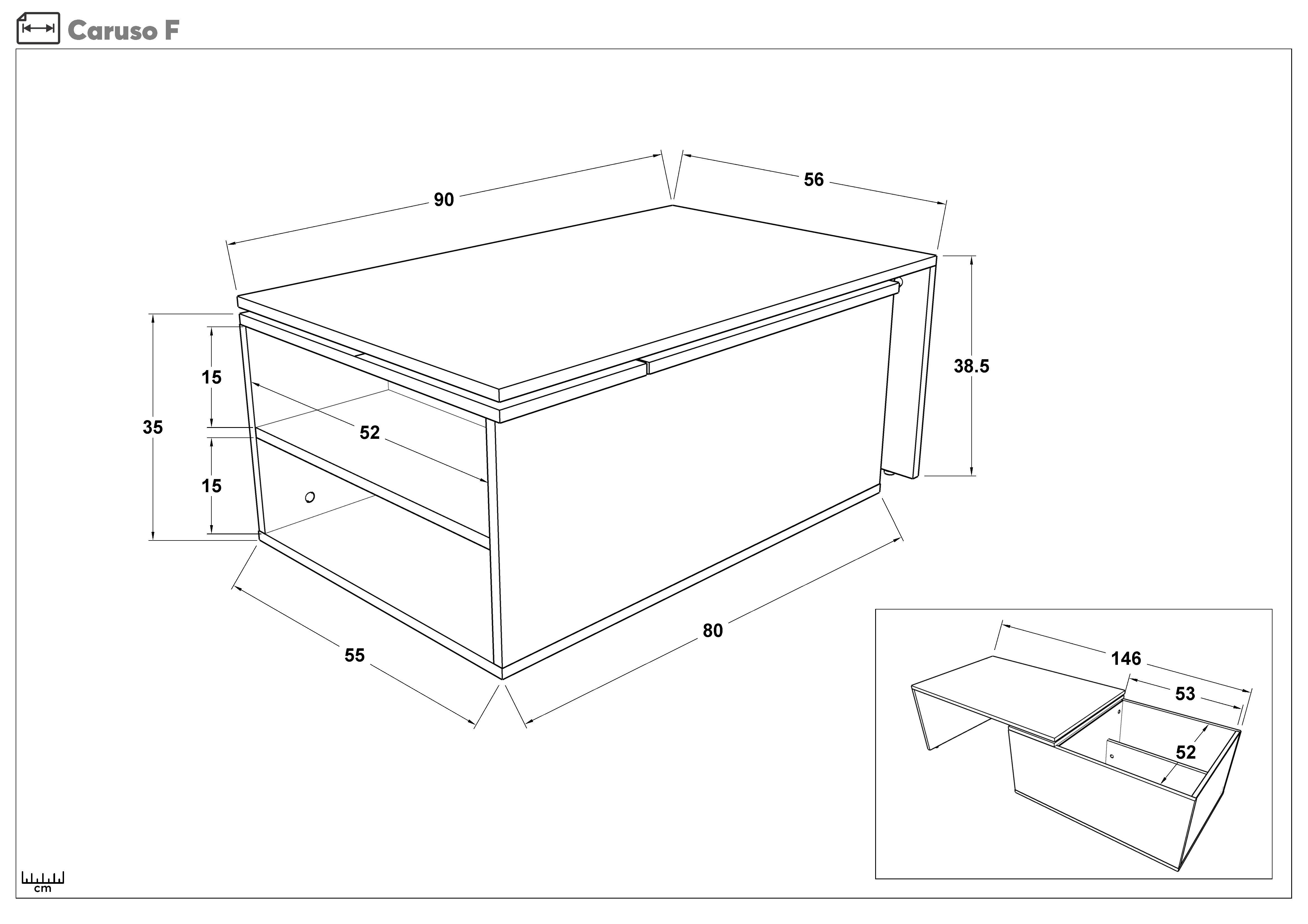 Coffee table Karuzo, cashmere + Anthracite oak  2