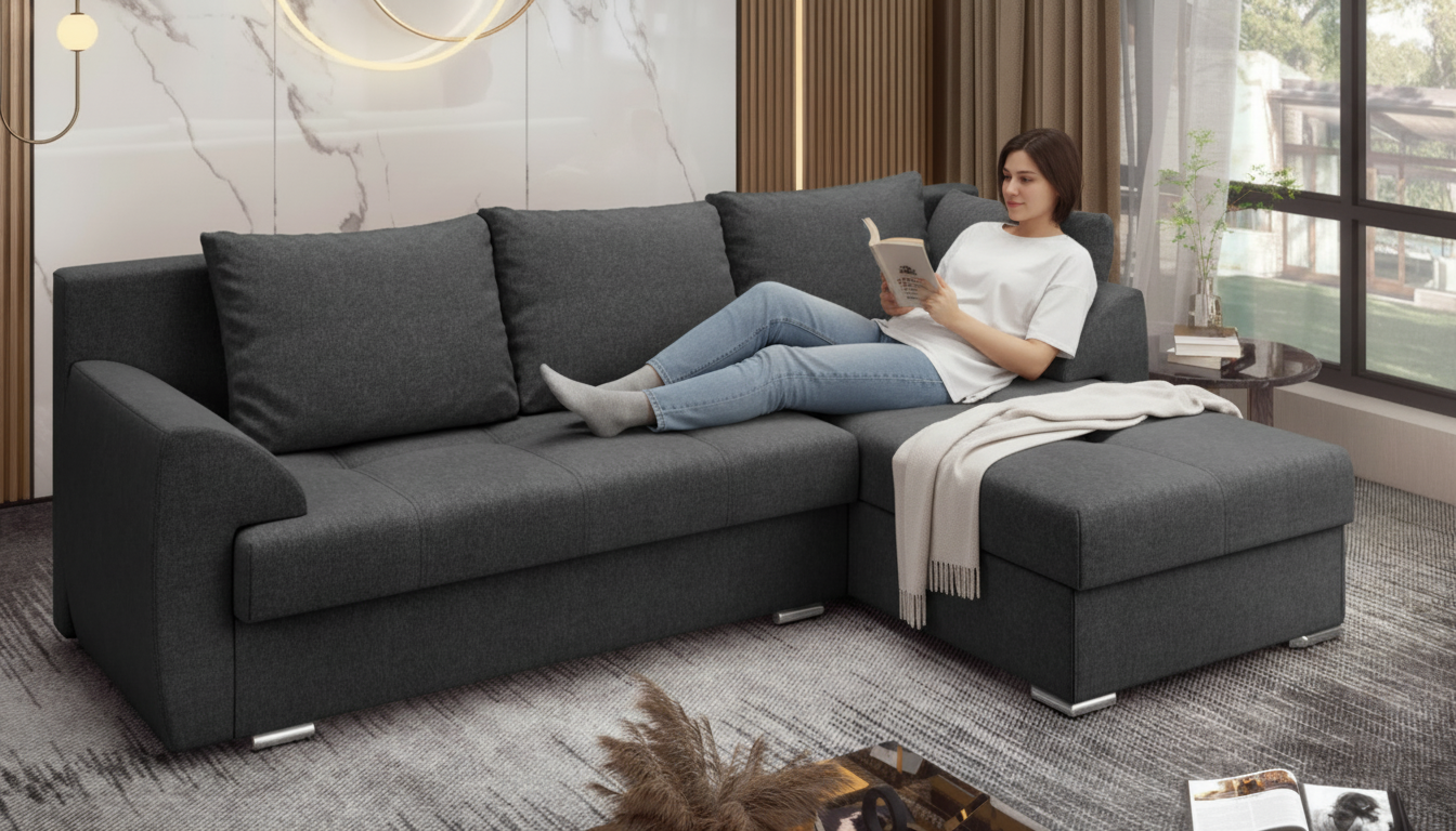 Extendable corner sofa Interio, dark grey  3