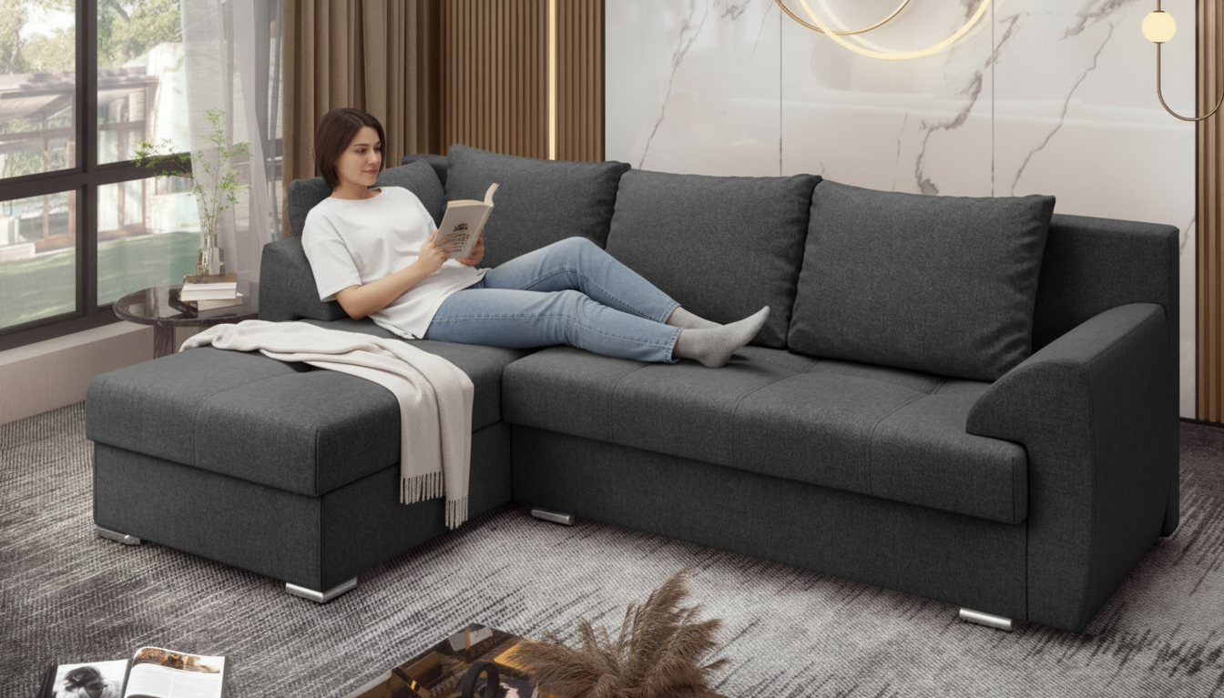 Extendable corner sofa Interio, dark grey  3