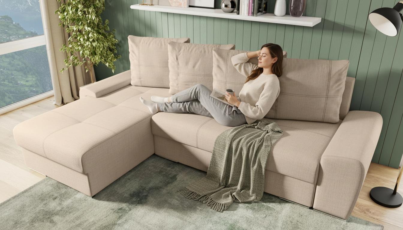 Extendable corner sofa Rolly, light beige  3