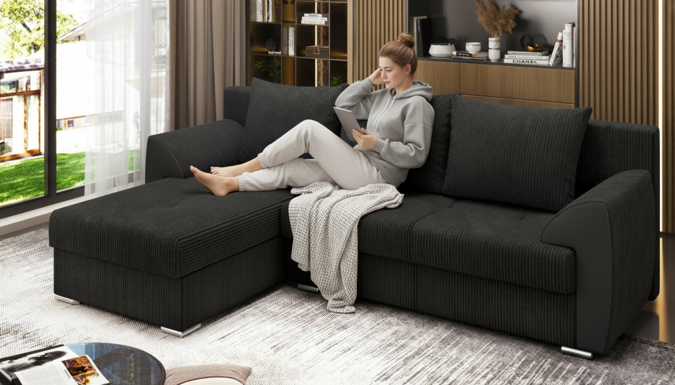 Extendable corner sofa Nord, dark grey  3