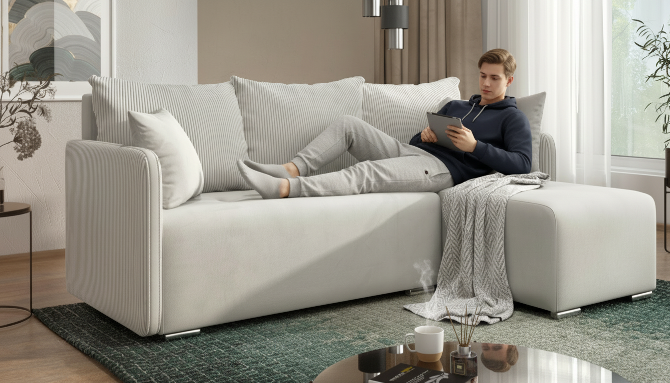 Extendable corner sofa Alexa, light beige  5