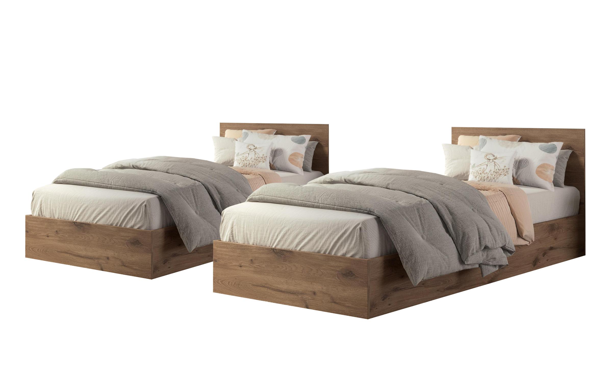 Set of 2 beds Easy Fresh, dark Scandinavian oak  2