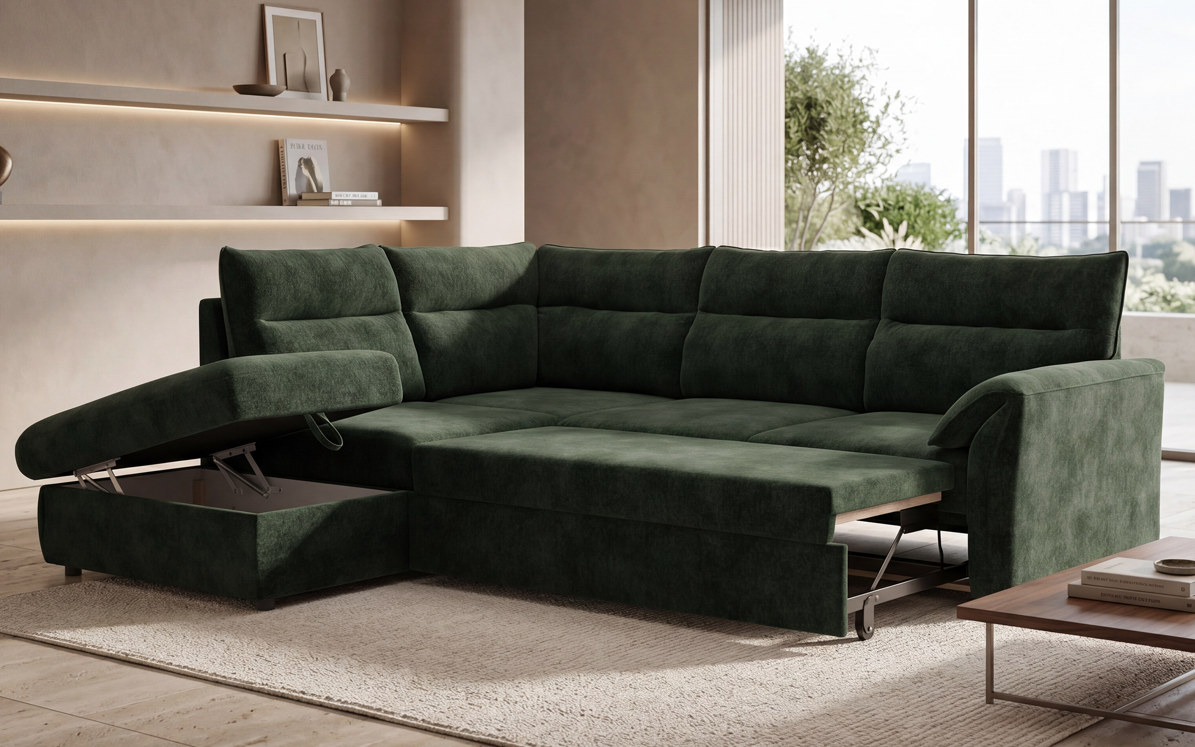 Extendable corner sofa Parmo, dark green  3