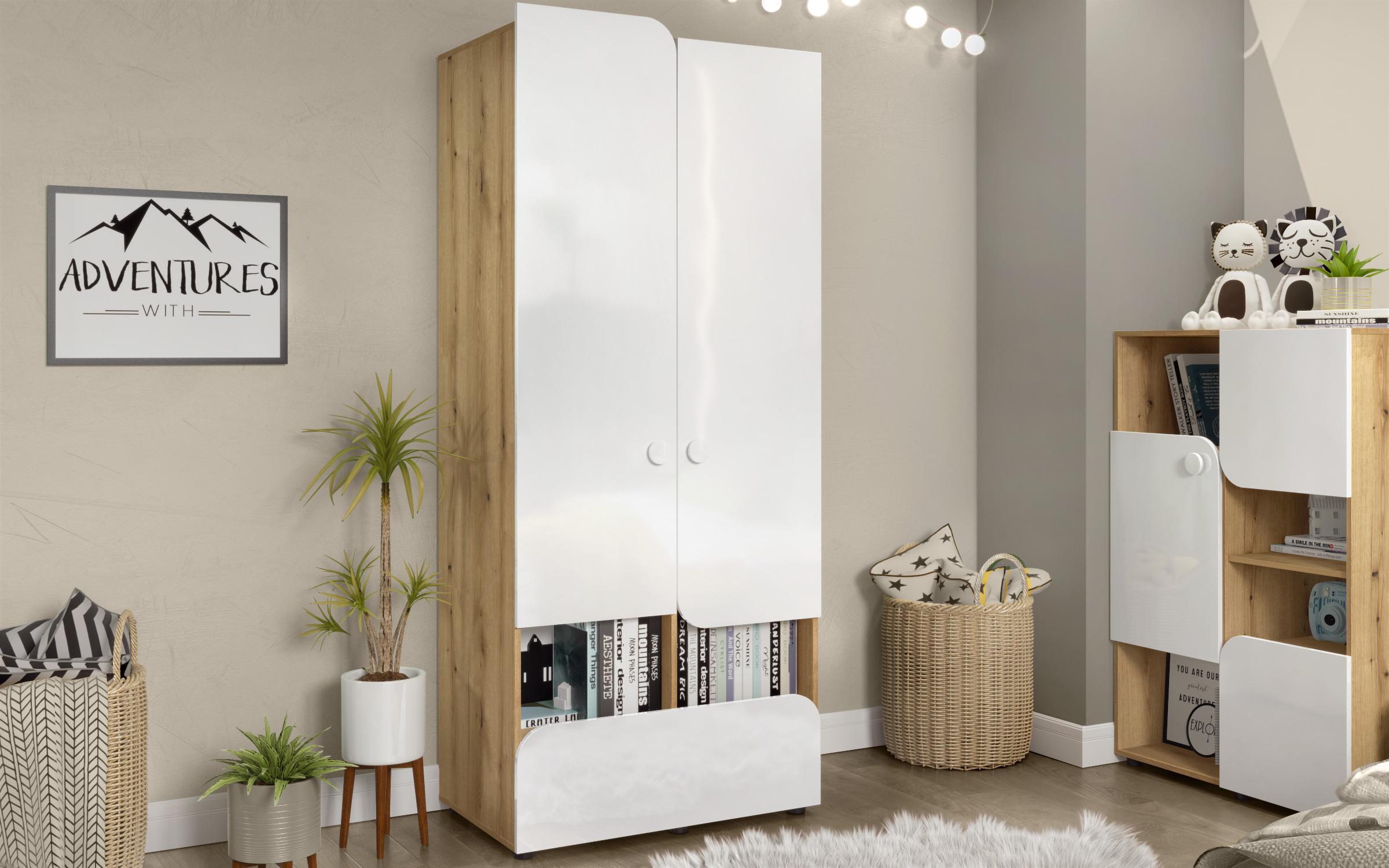 Children's bedroom furniture set 90/200 Ira + mattress, Evoke oak + white gloss  5