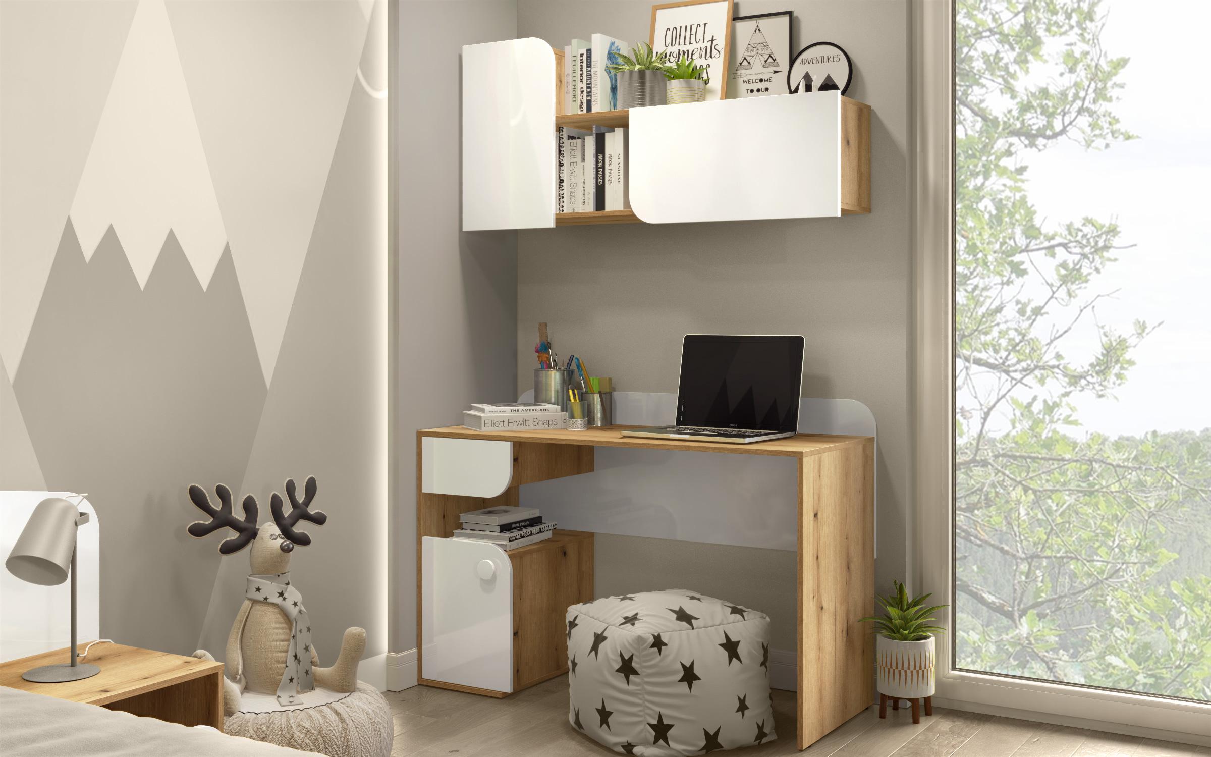 Children's bedroom furniture set 90/200 Ira + mattress, Evoke oak + white gloss  6