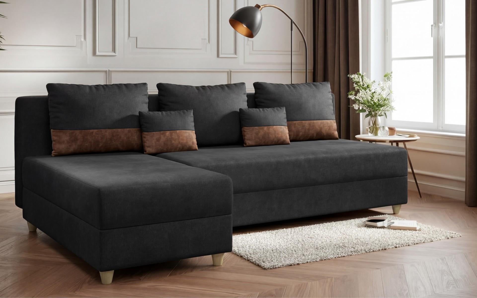 Extendable corner sofa Dafini, grey brown + brown  3