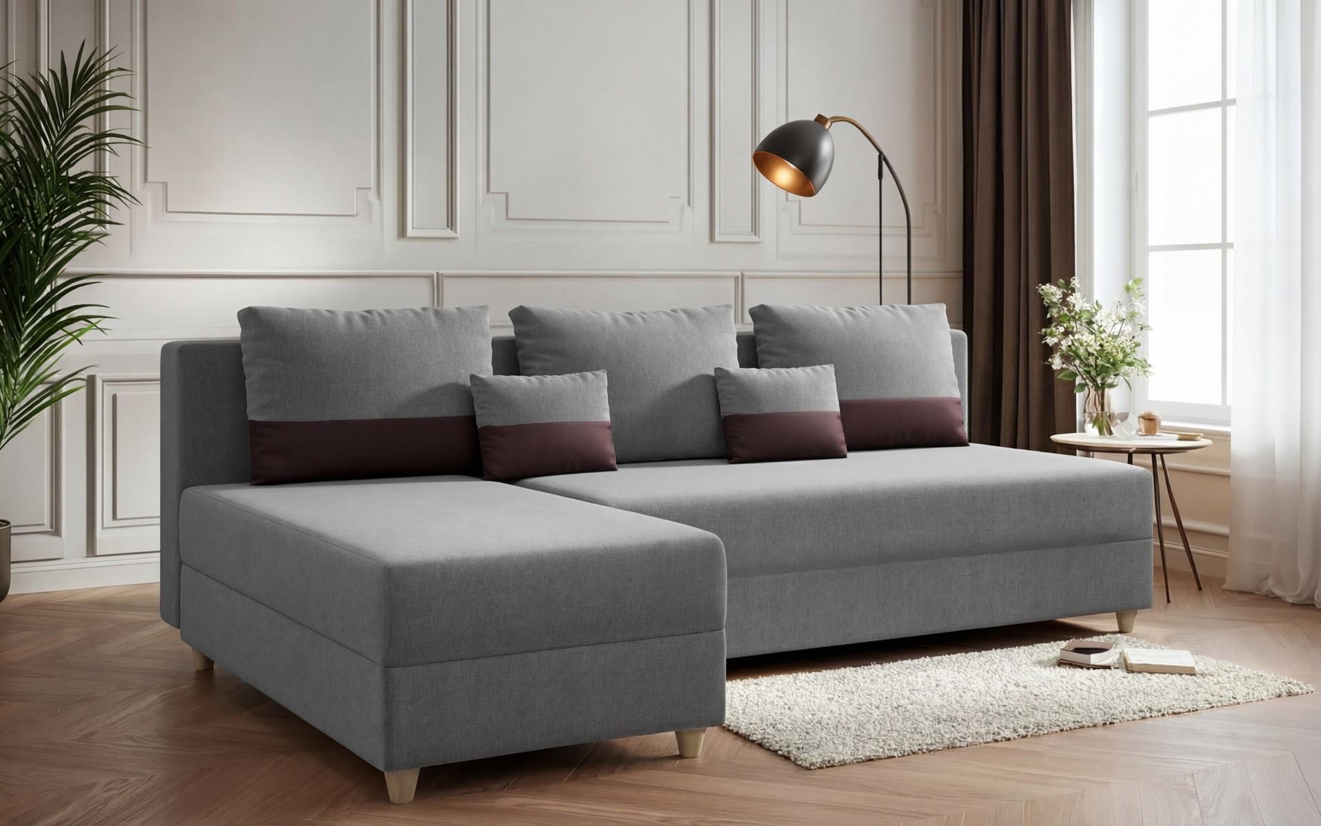 Extendable corner sofa Dafini, grey + burgundy  3
