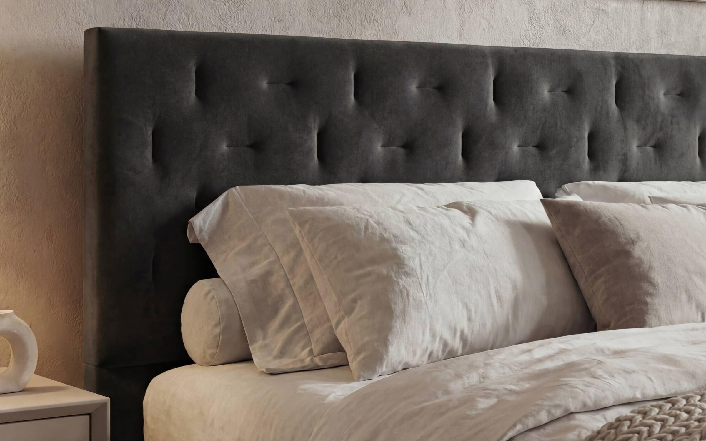 Upholstered double bed for mattress 160/200 Daliya, dark grey  6