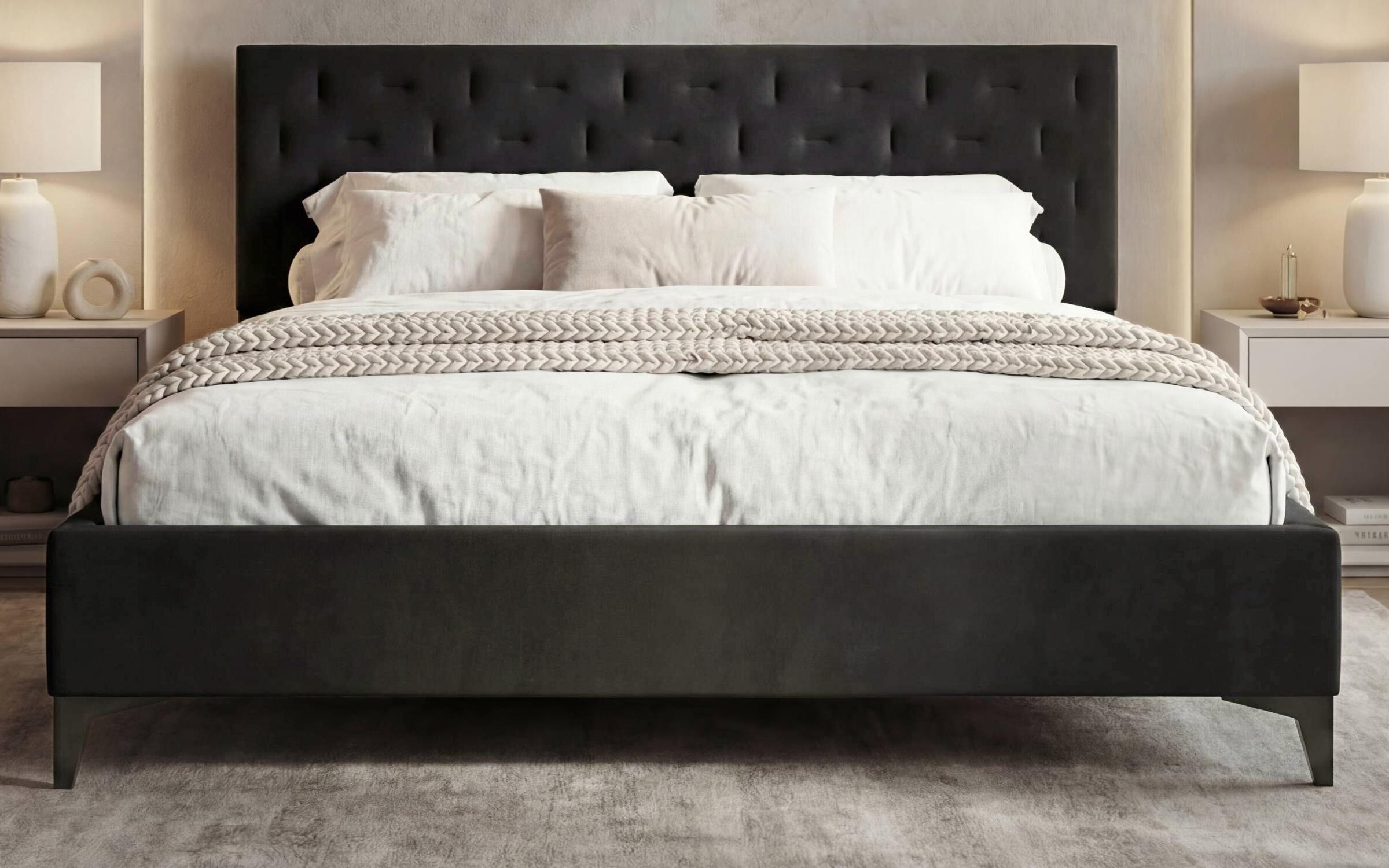Upholstered double bed for mattress 160/200 Daliya, dark grey  4