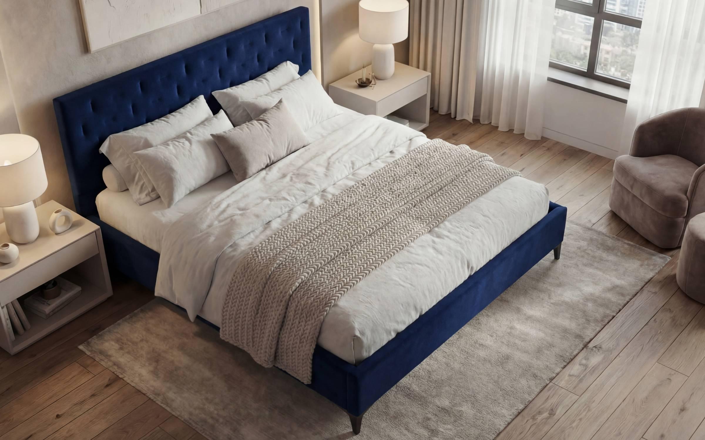 Тапицирана спалня за матрак 160/200 Далия, син  4