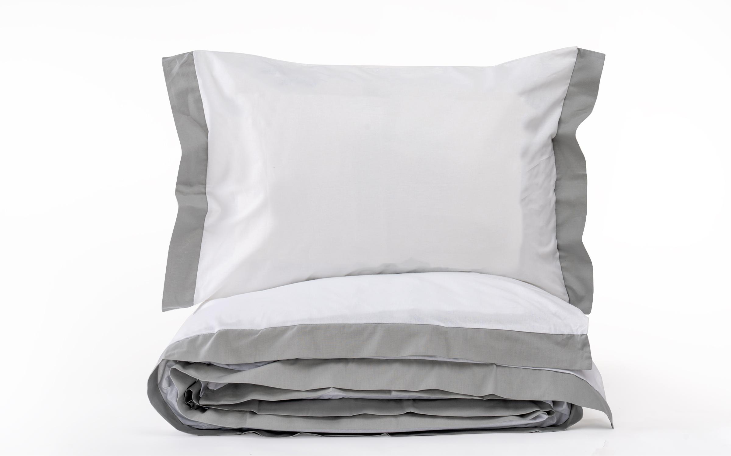 Bed linen 2 parts, 160/200 cm, white + grey  1