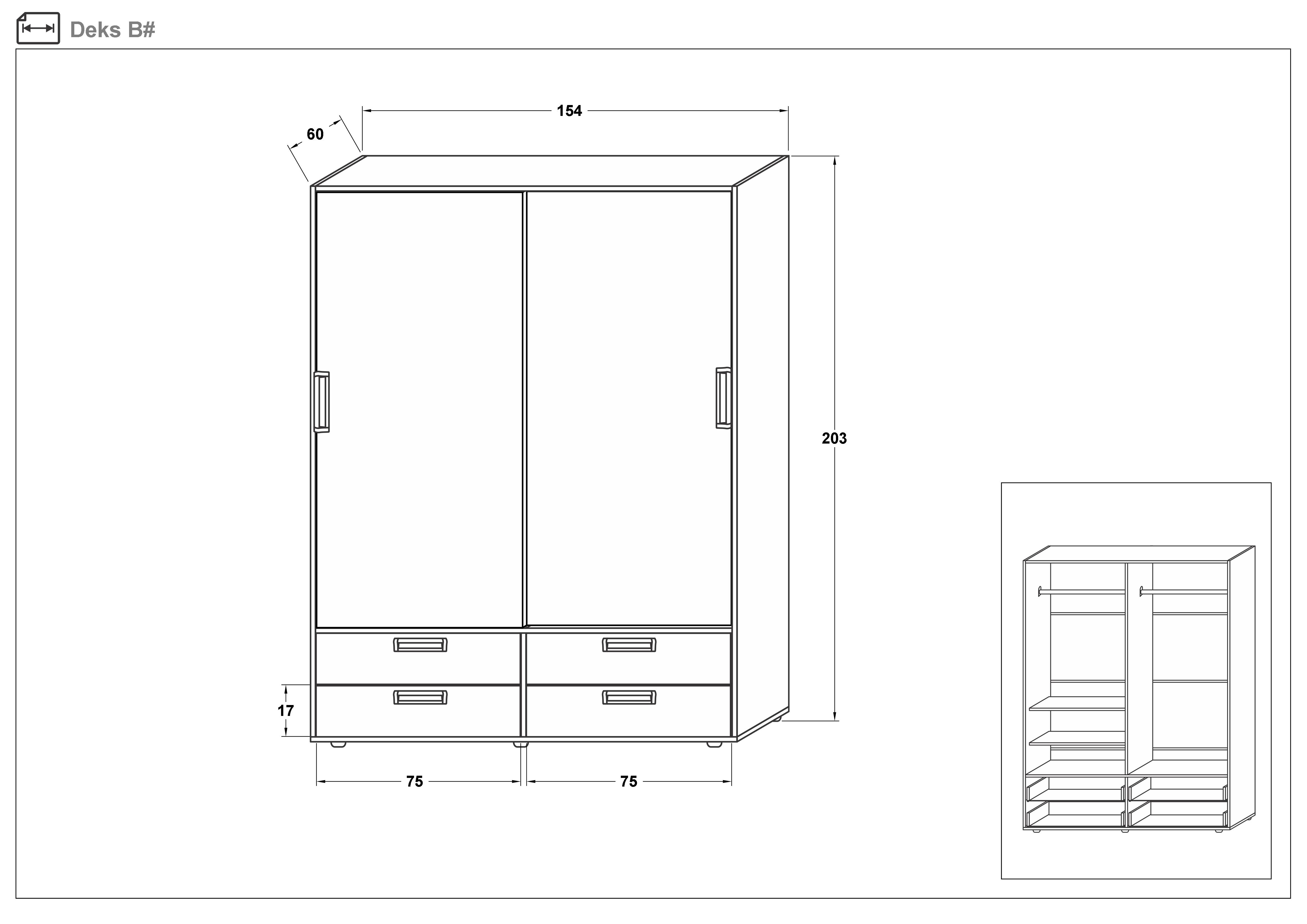 Wardrobe with sliding doors and drawers Dex, Sonoma oak  2