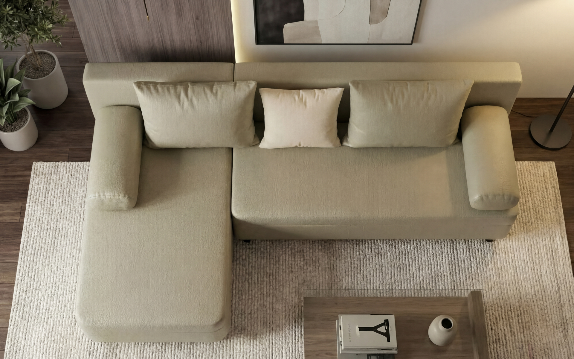 Extendable corner sofa Delano, dark beige + light beige  5