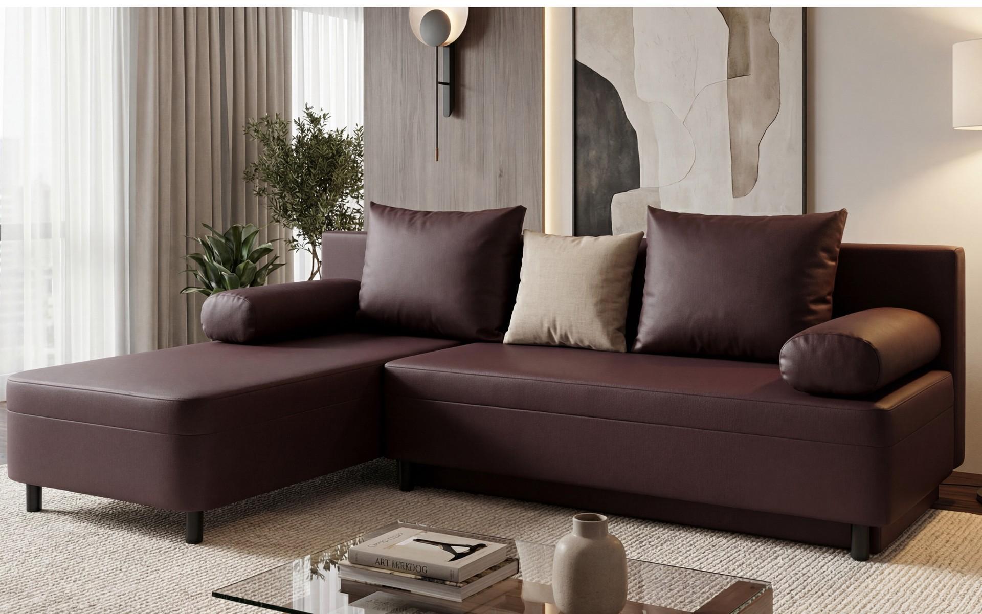 Extendable corner sofa Delano, burgundy + grey beige  5