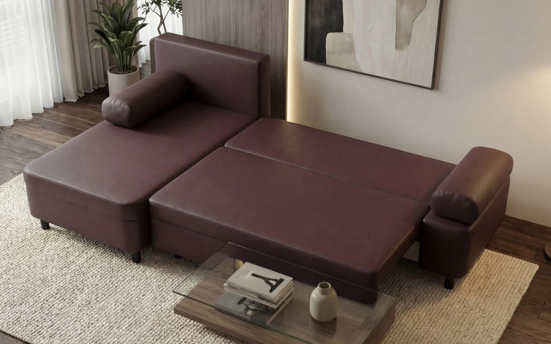 Extendable corner sofa Delano, burgundy + grey beige  7